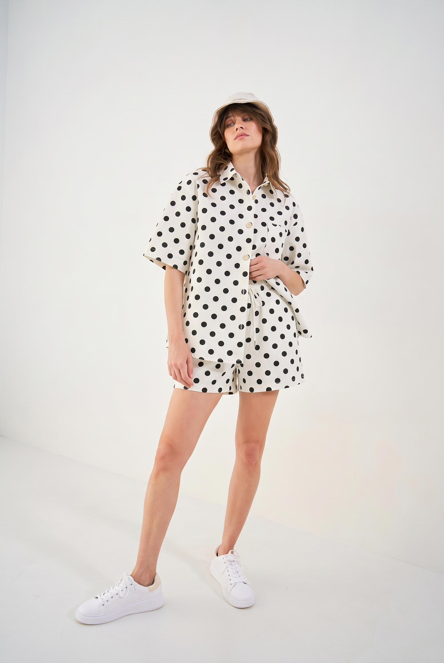 Paula white polka dot shirt