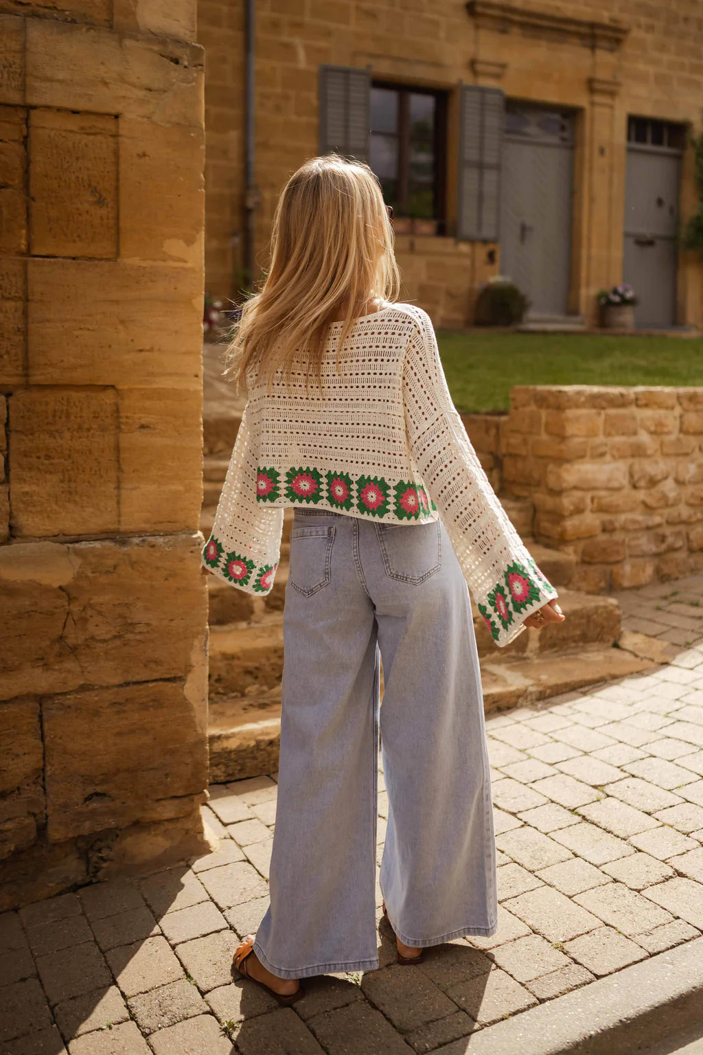 Ruth crochet cropped floral jumper