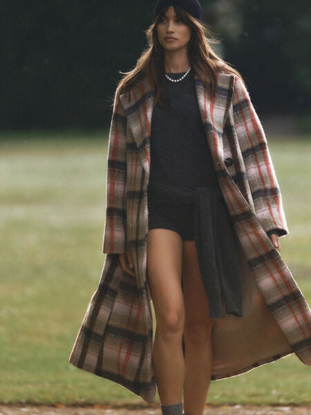 YASCIRA LONG CHECK WOOL COAT