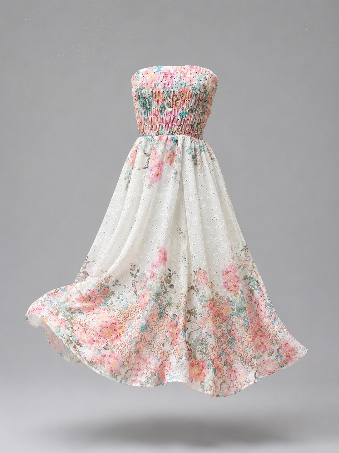 Valerie broderie anglaise pink cotton dress