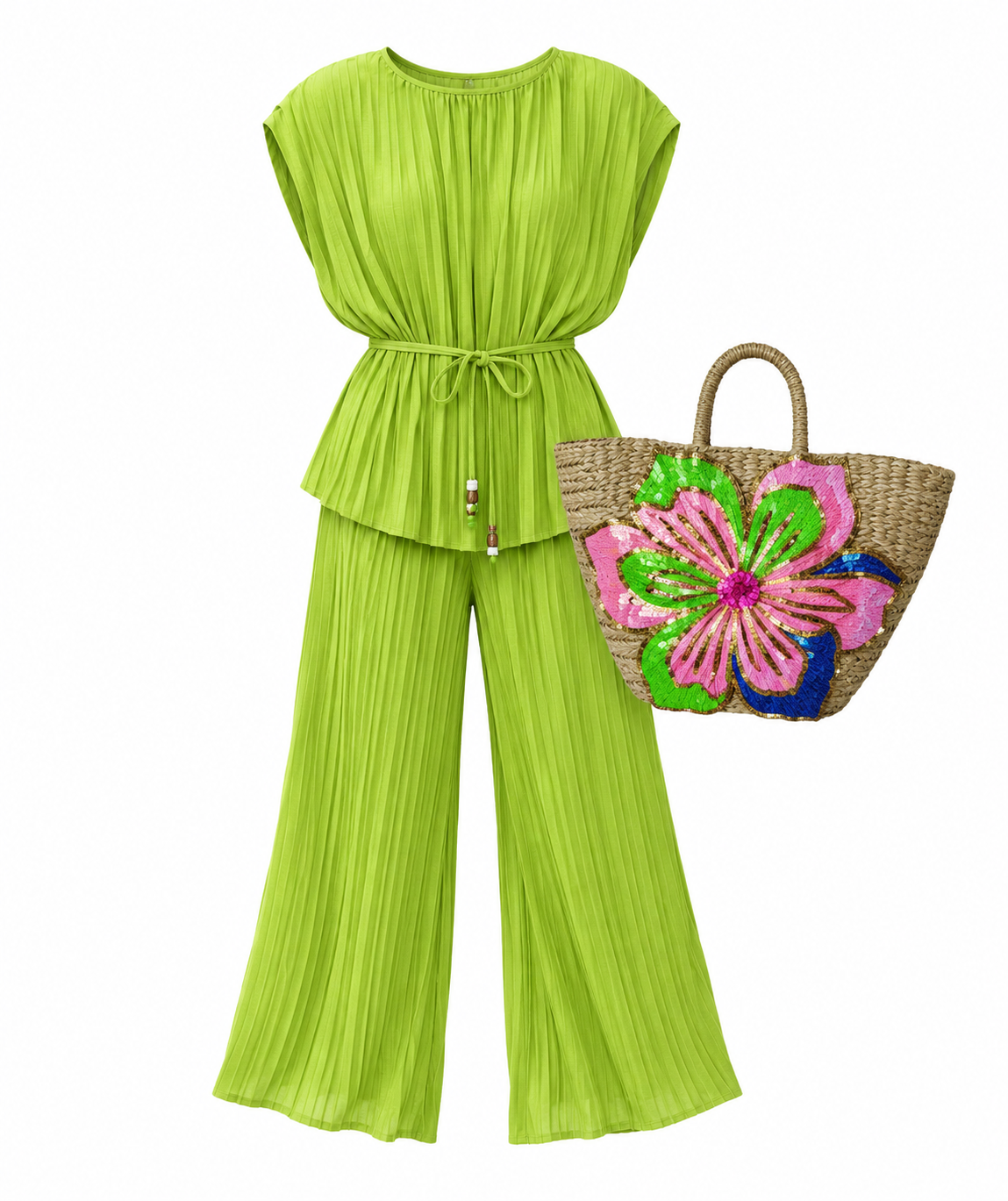 Pippa lime co-ord top and trousers set