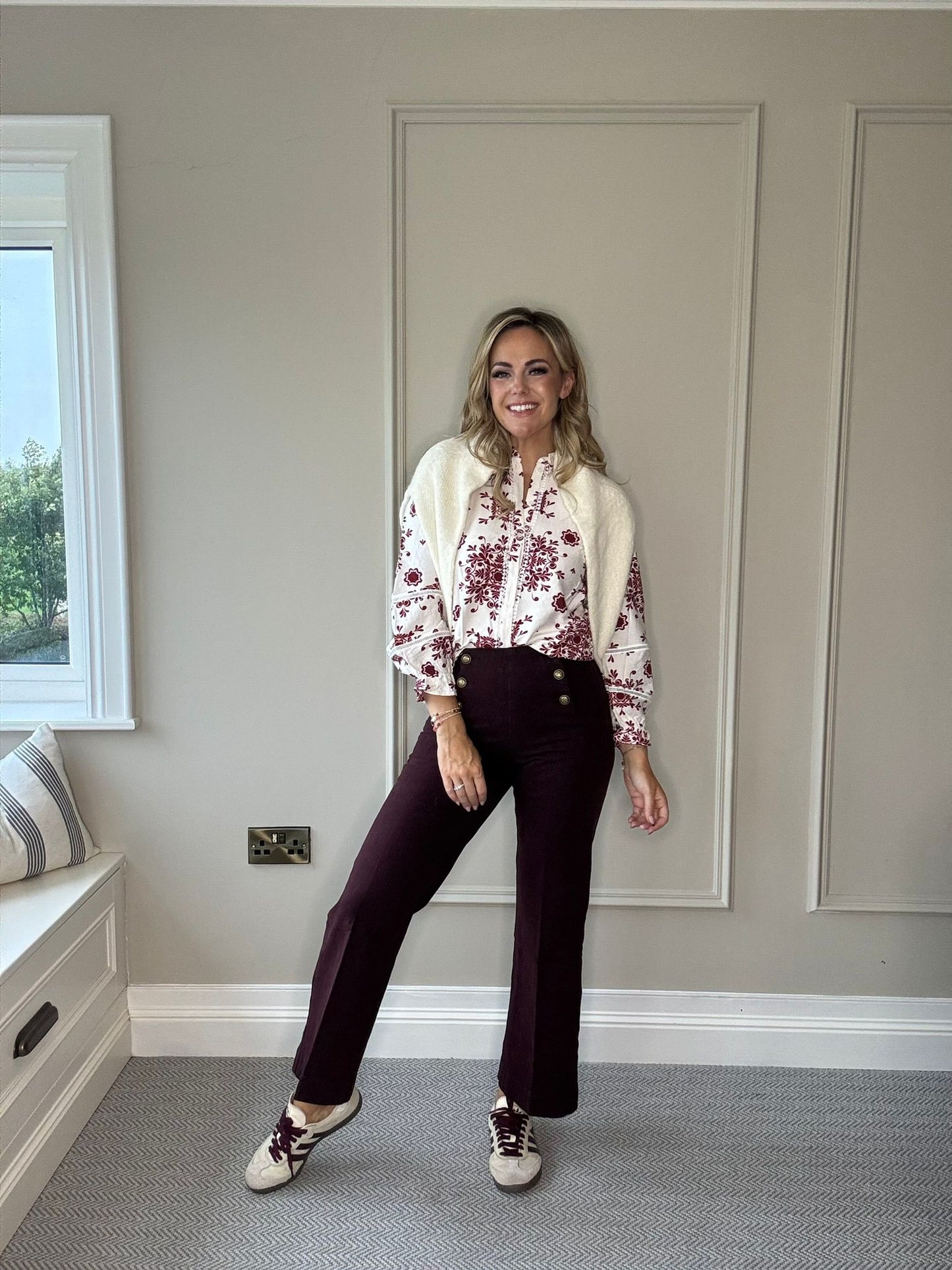 Mathias burgundy floral blouse