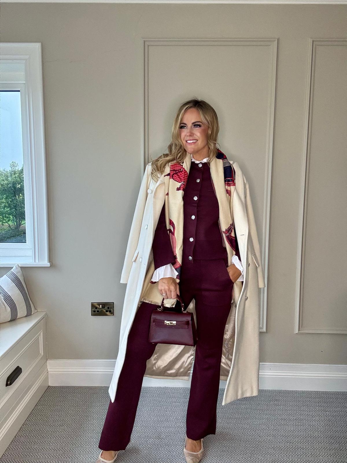 YASPIMI KNITTED BURGUNDY TROUSERS