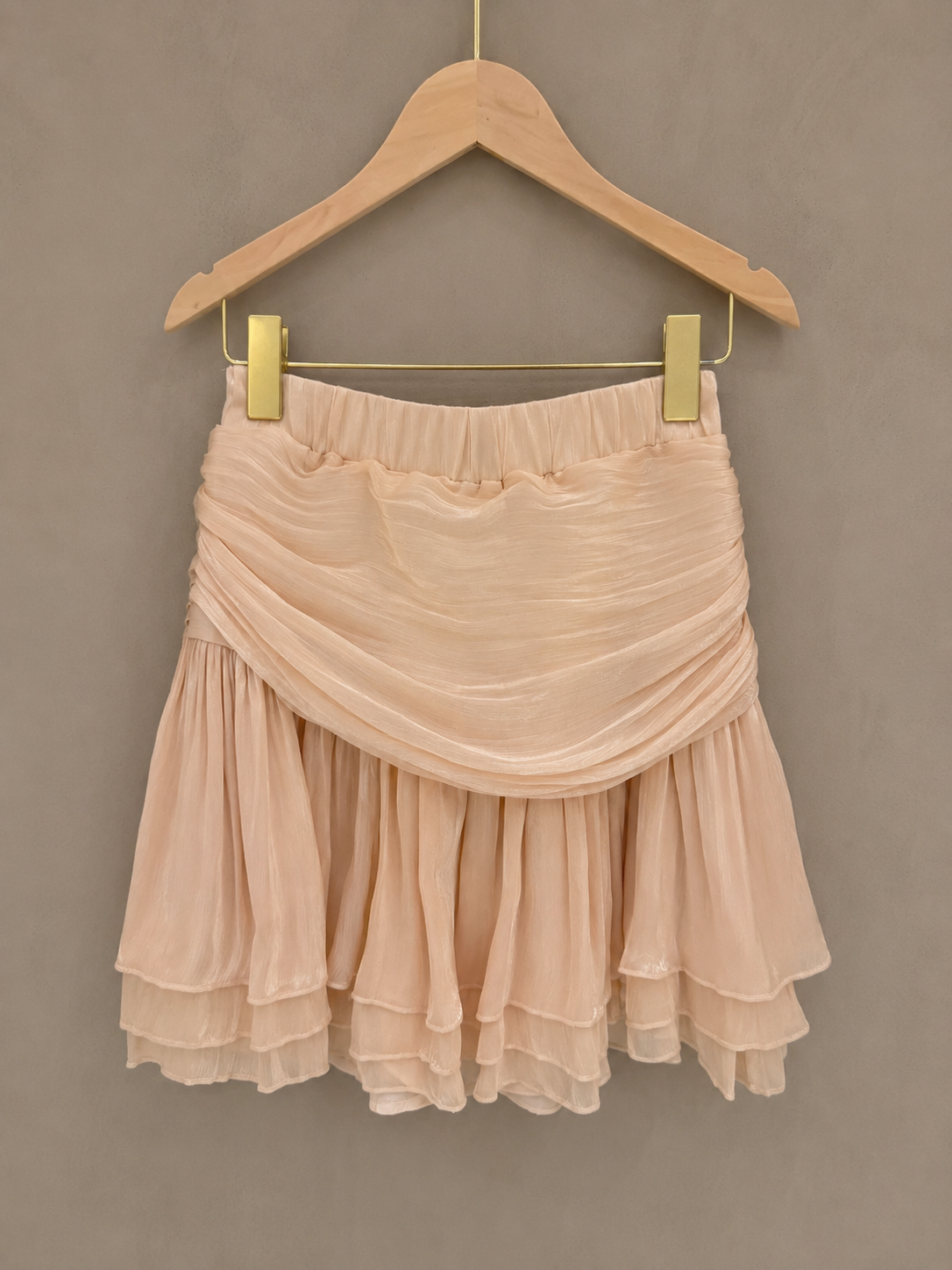 Ava apricot silky blouse & skirt co-ord