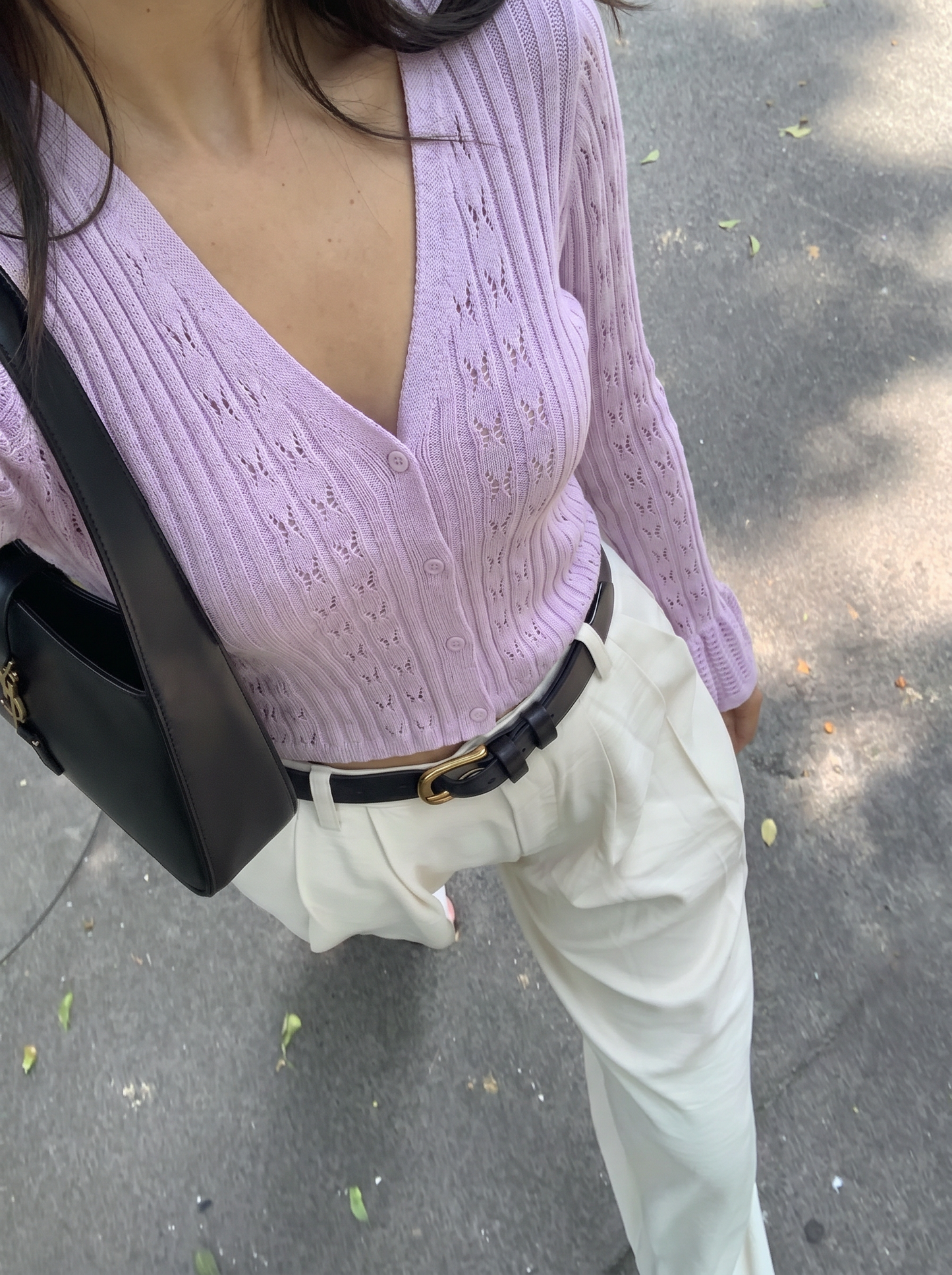 Bella purple v neck ribbed cardigan