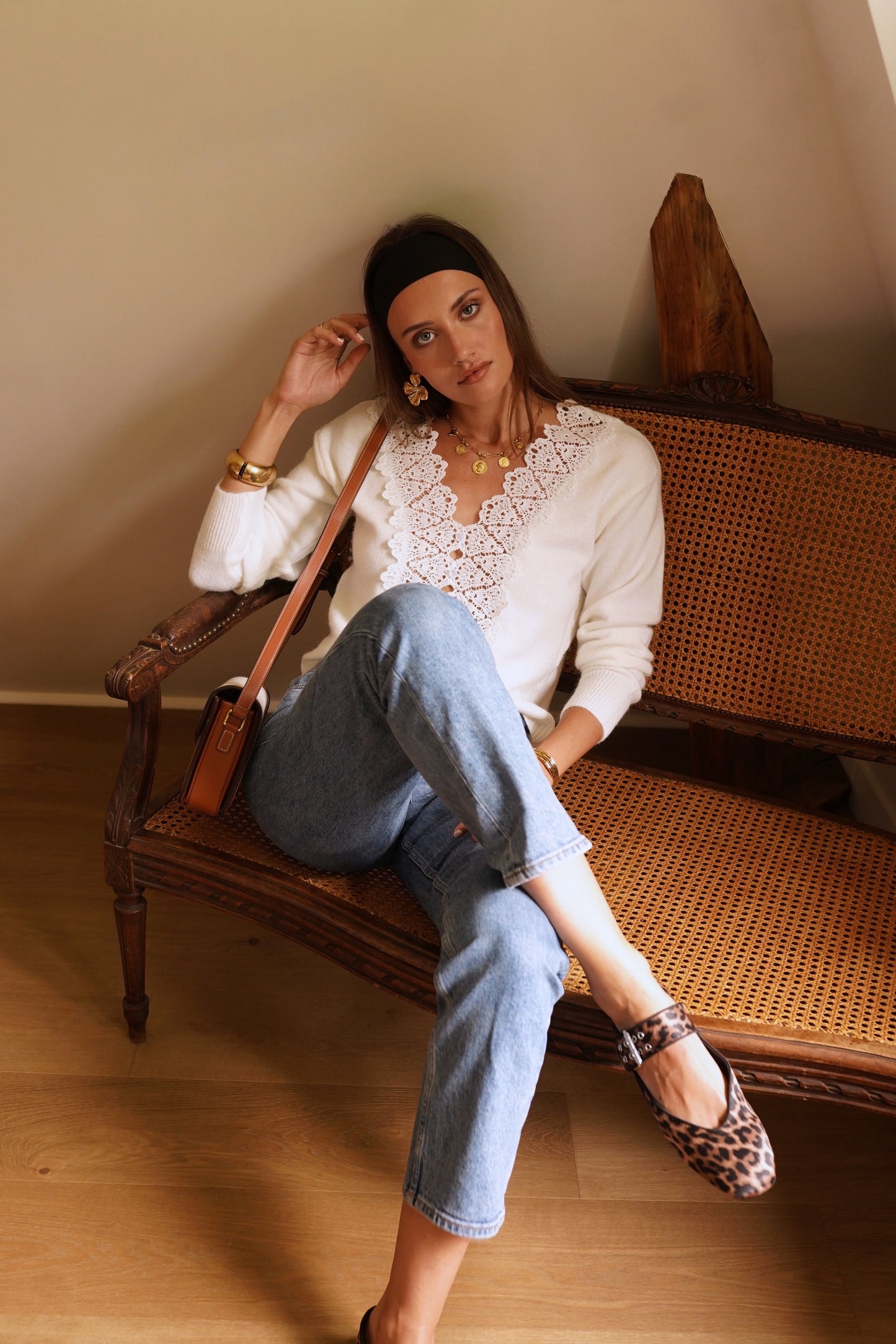 Erin ivory lace front cardigan