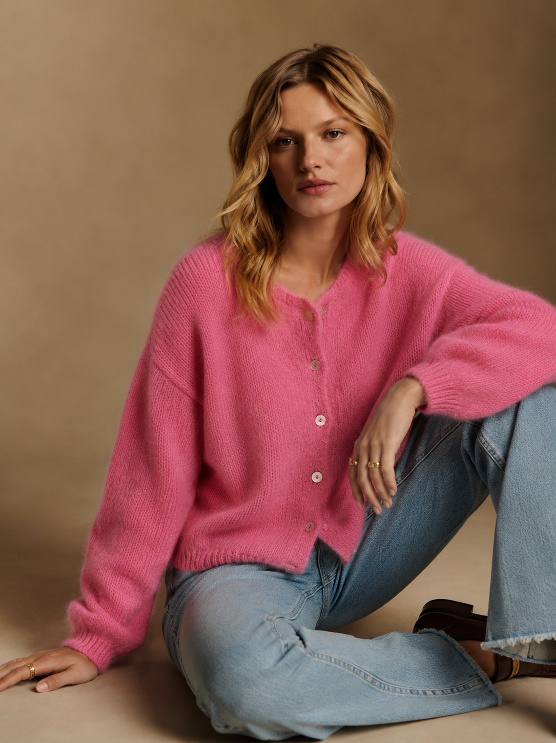Riley mohair bubblegum pink cardigan