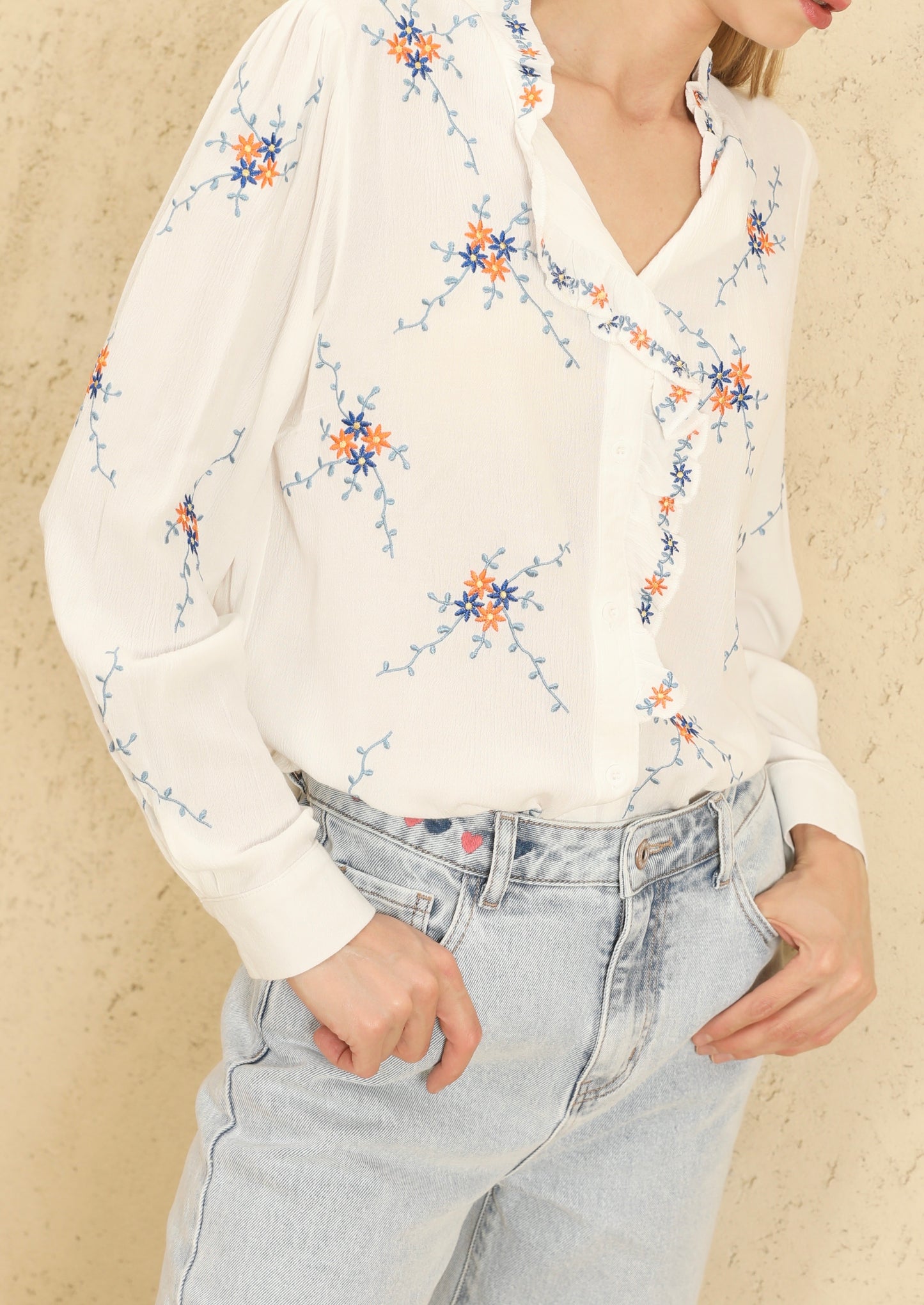 Maggie floral scalloped blouse