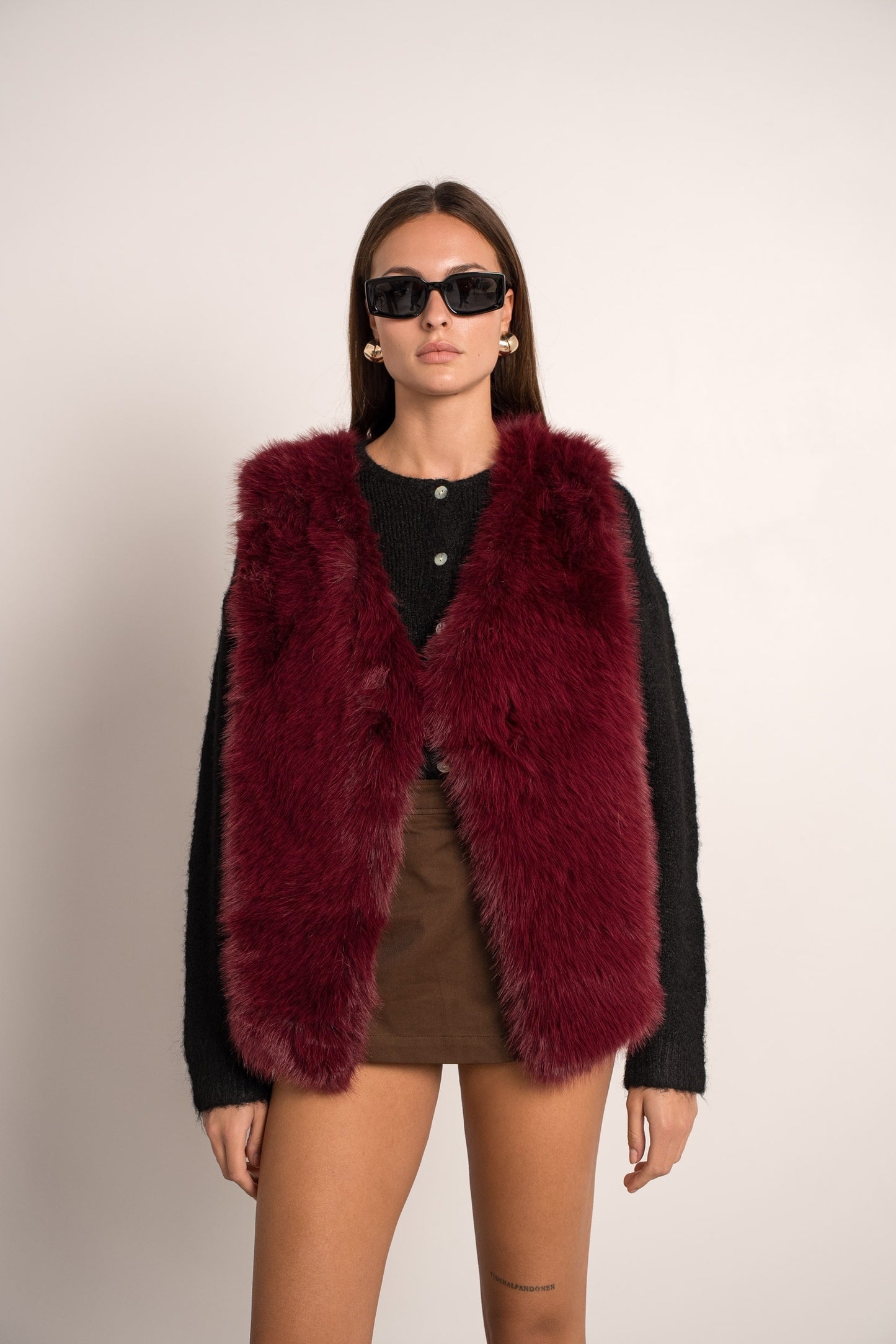 Sophia burgundy faux fur gilet