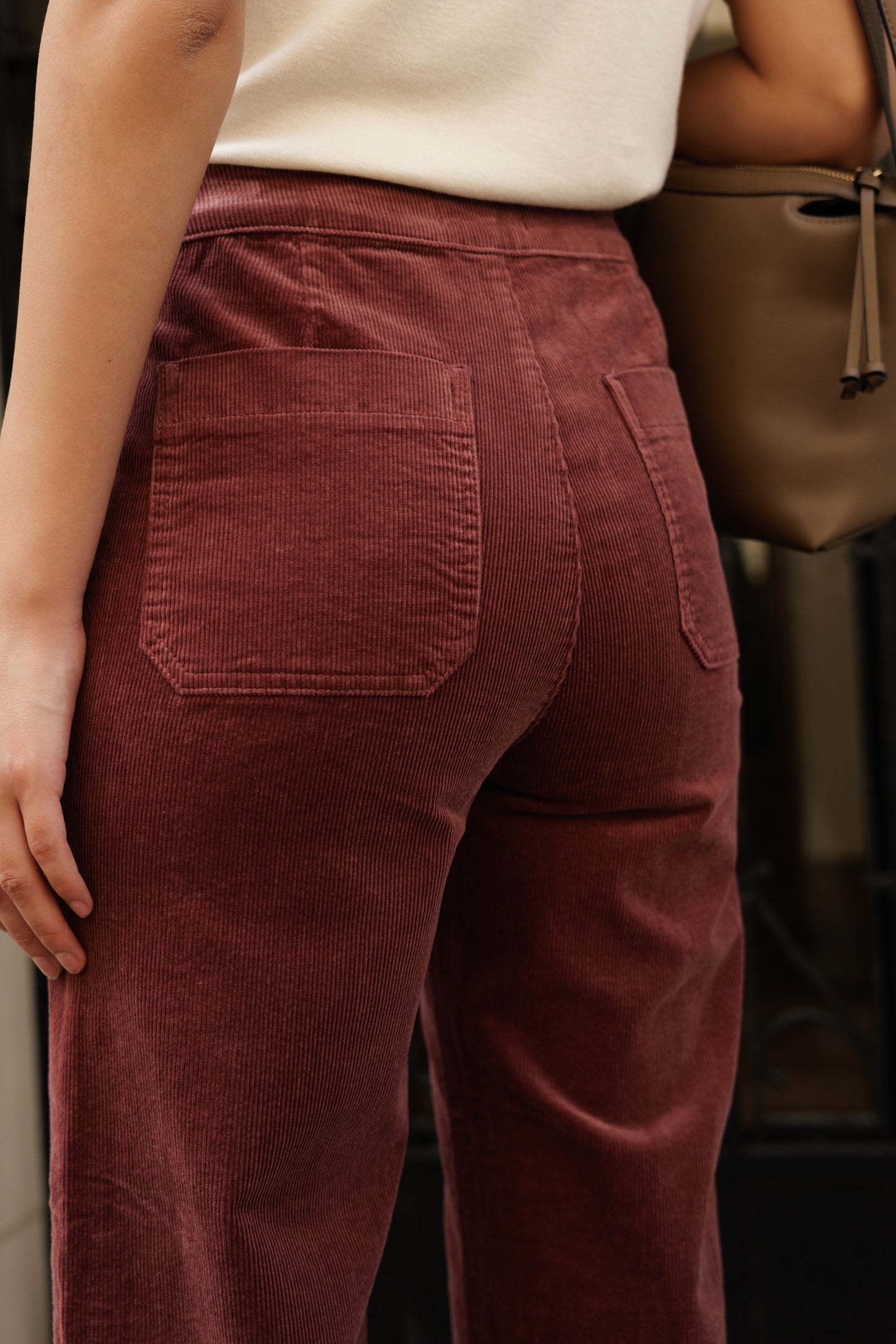 Victo Wide leg pink cords with gold front buttons