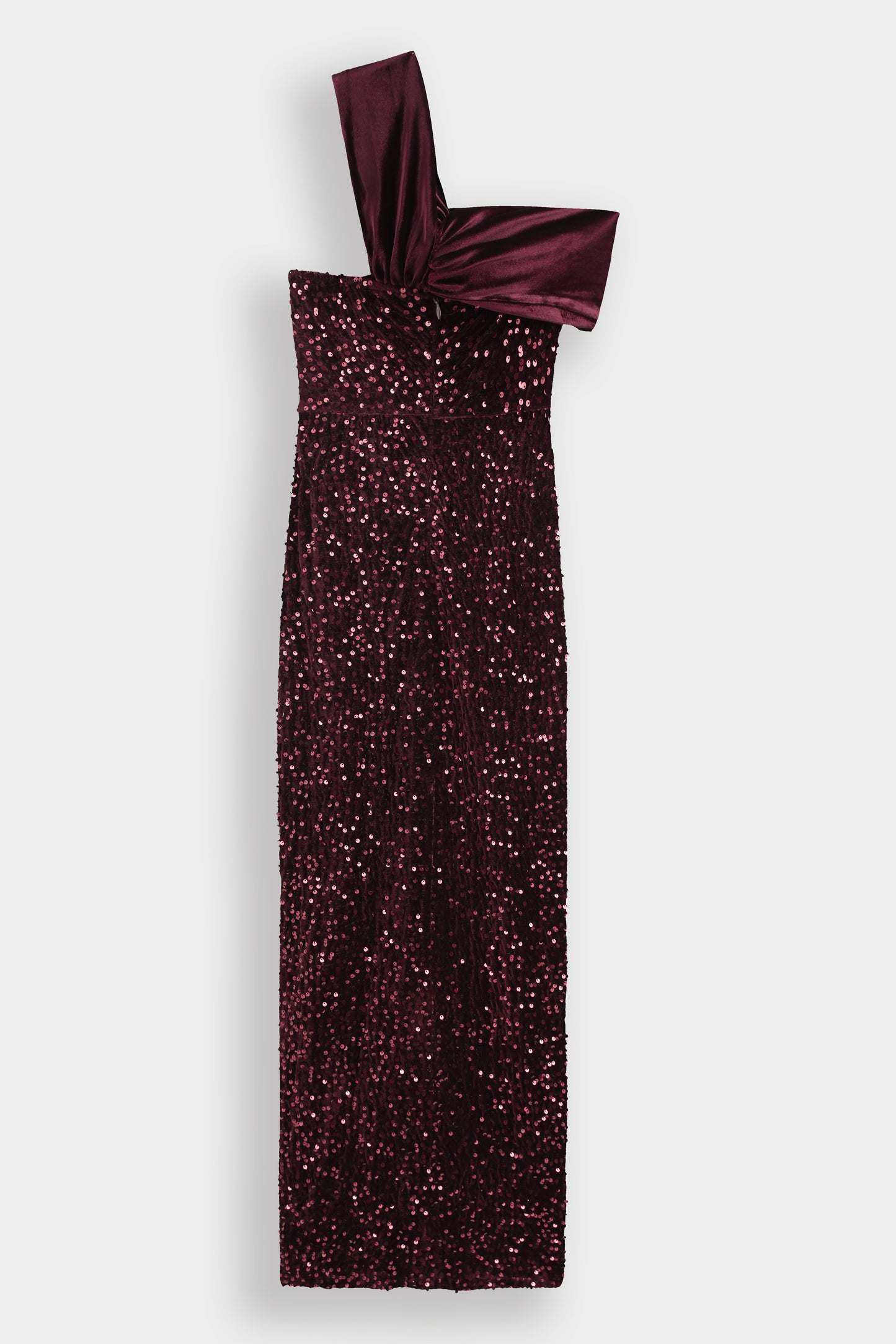 Alison sequin drop shoulder velvet dress burgundy