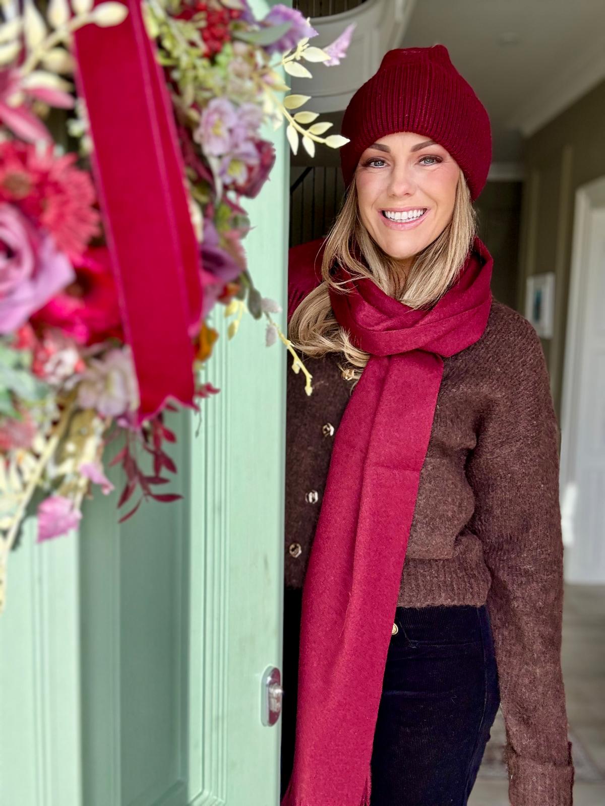 Burgundy wool large scarf