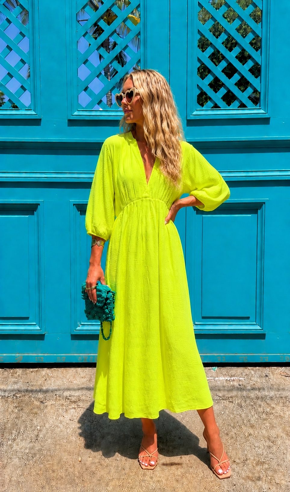 Jude neon yellow cheesecloth dress