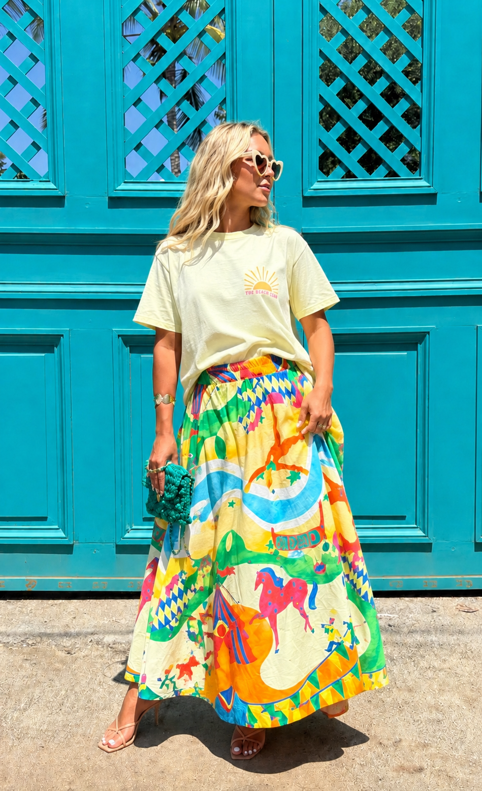 Jodie circus print full cotton skirt