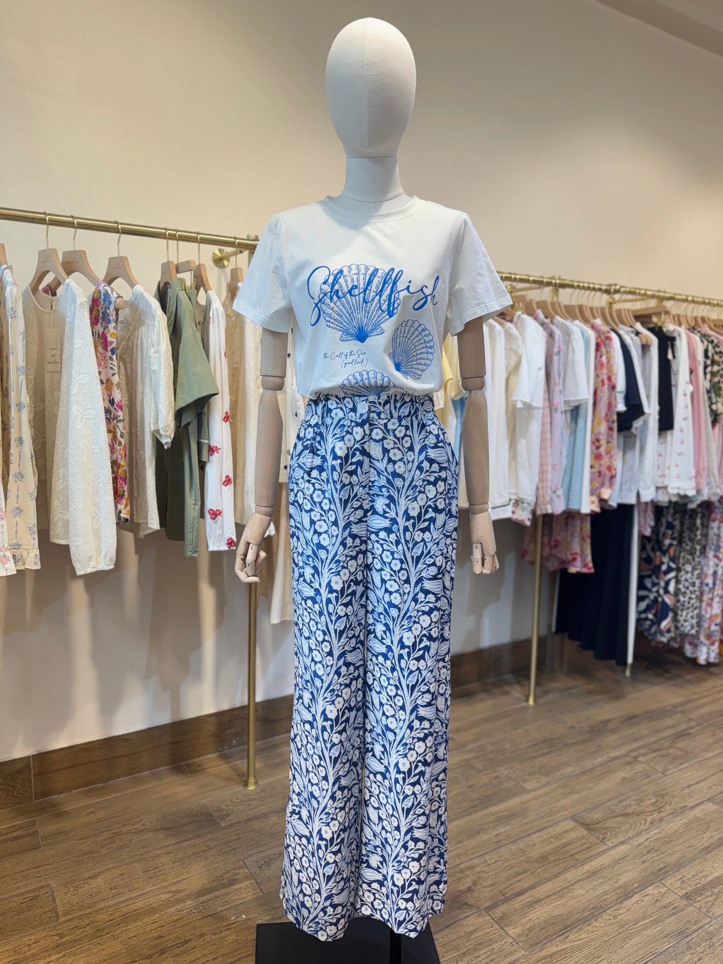 Edith blue floral printed trousers