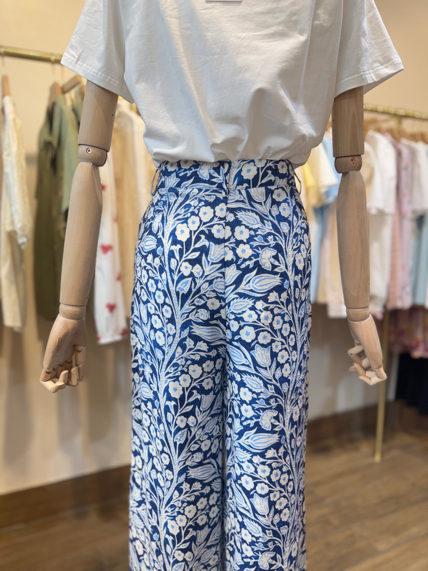 Edith blue floral printed trousers