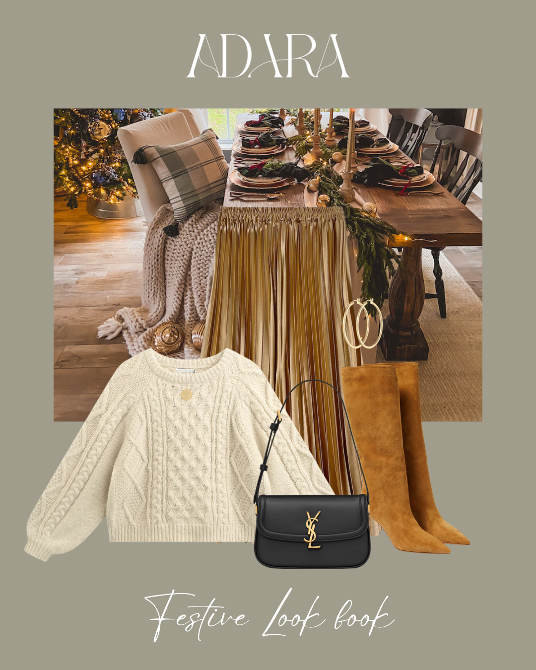 SELENA gold pleated skirt