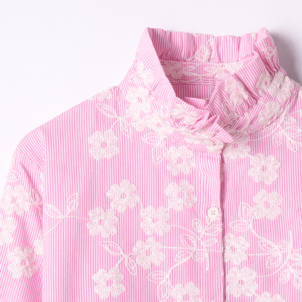 Millie pink striped embroidered blouse