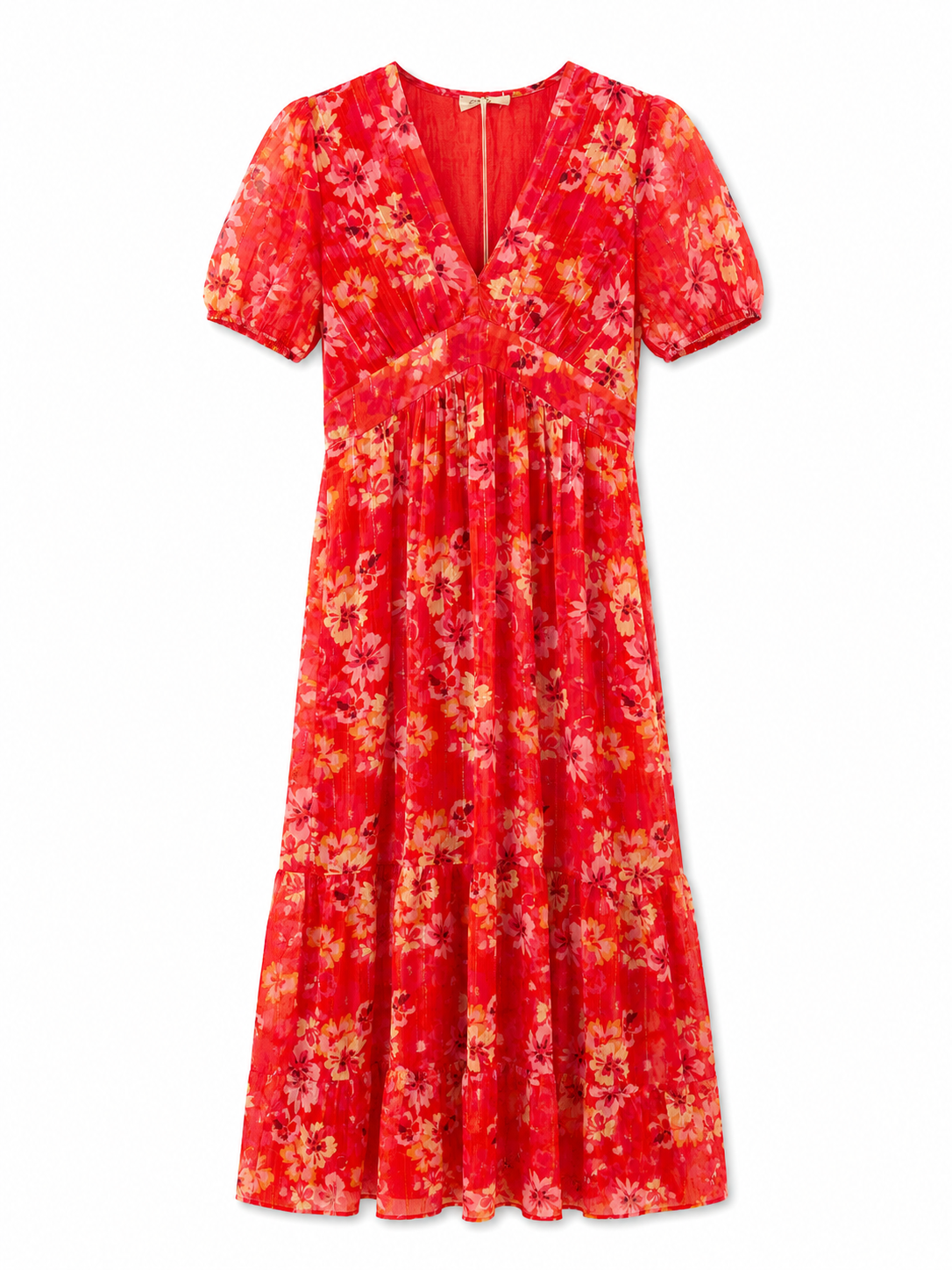 Ellen long floral red summer dress