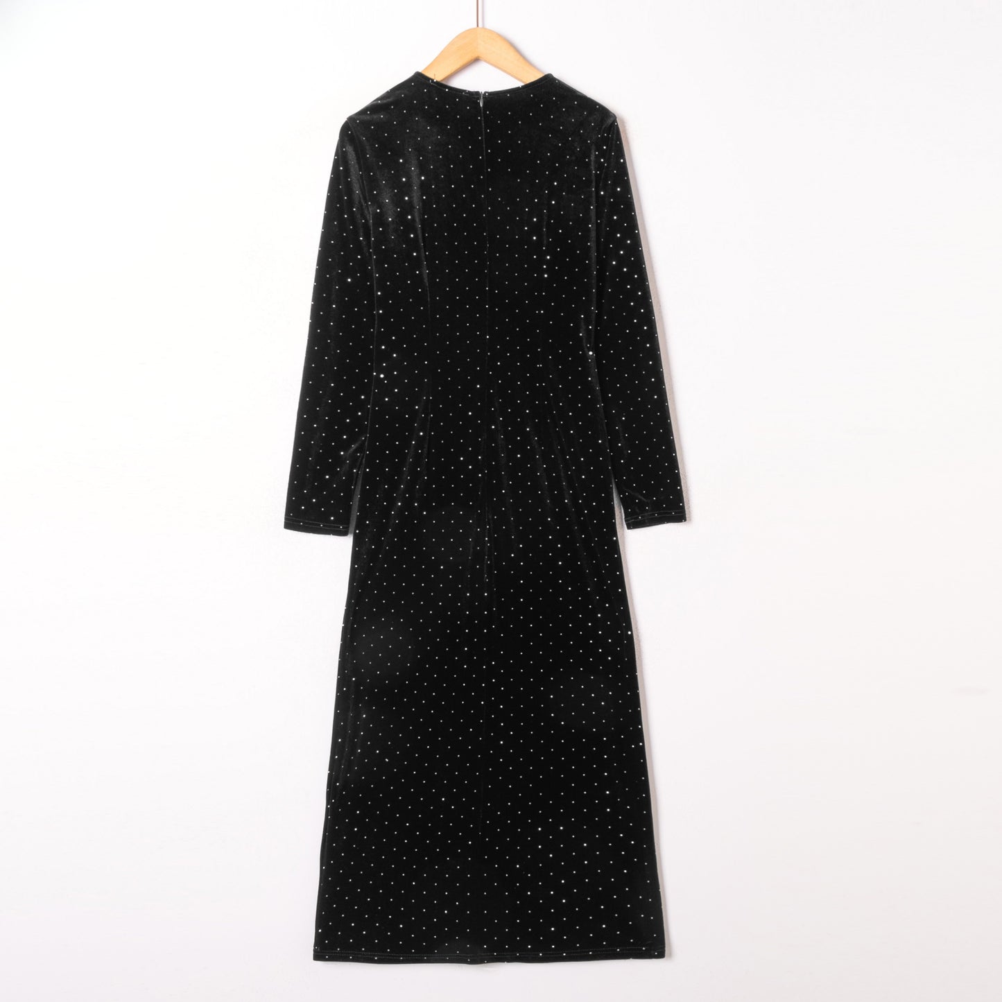 Lara black velvet rhinestone dress