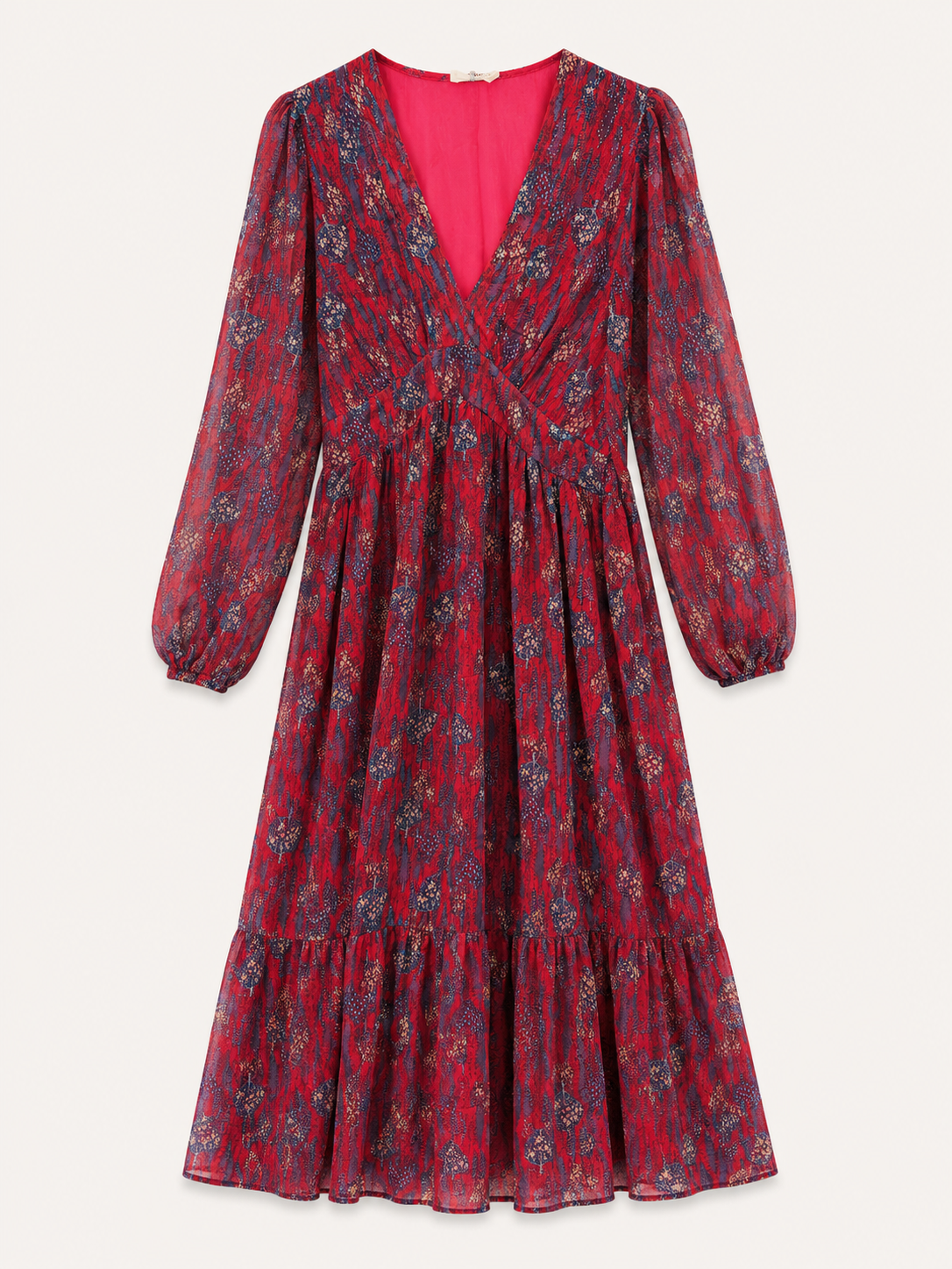 Georgie red and blue long boho dress