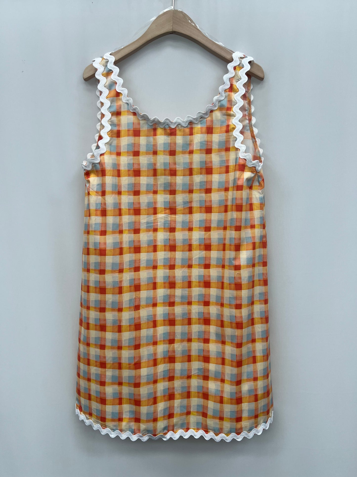 Lolly orange gingham scalloped beach dress
