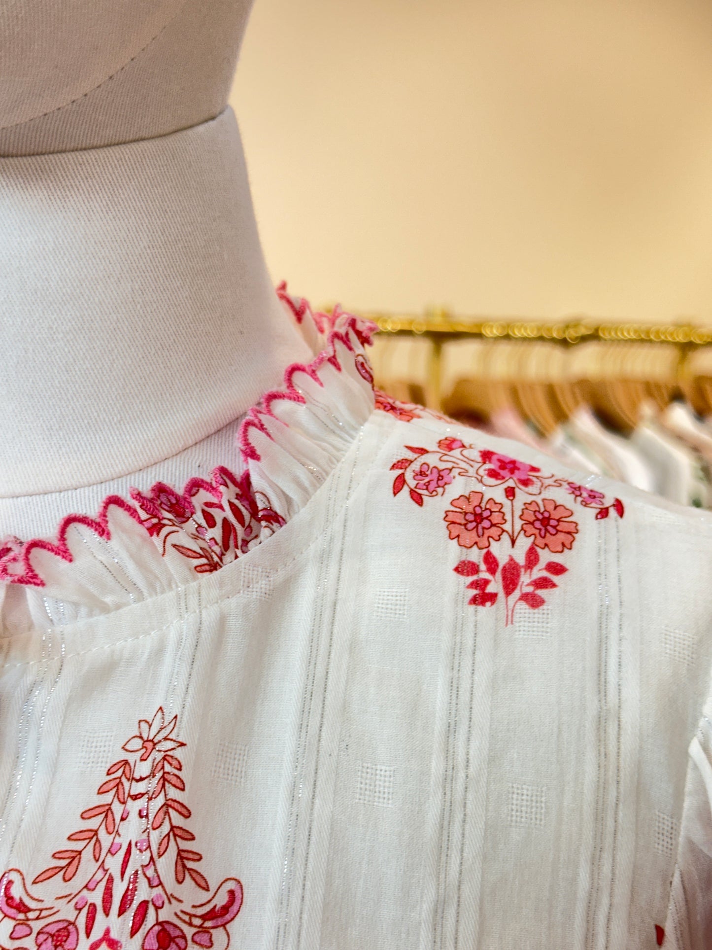 Heather pink floral blouse