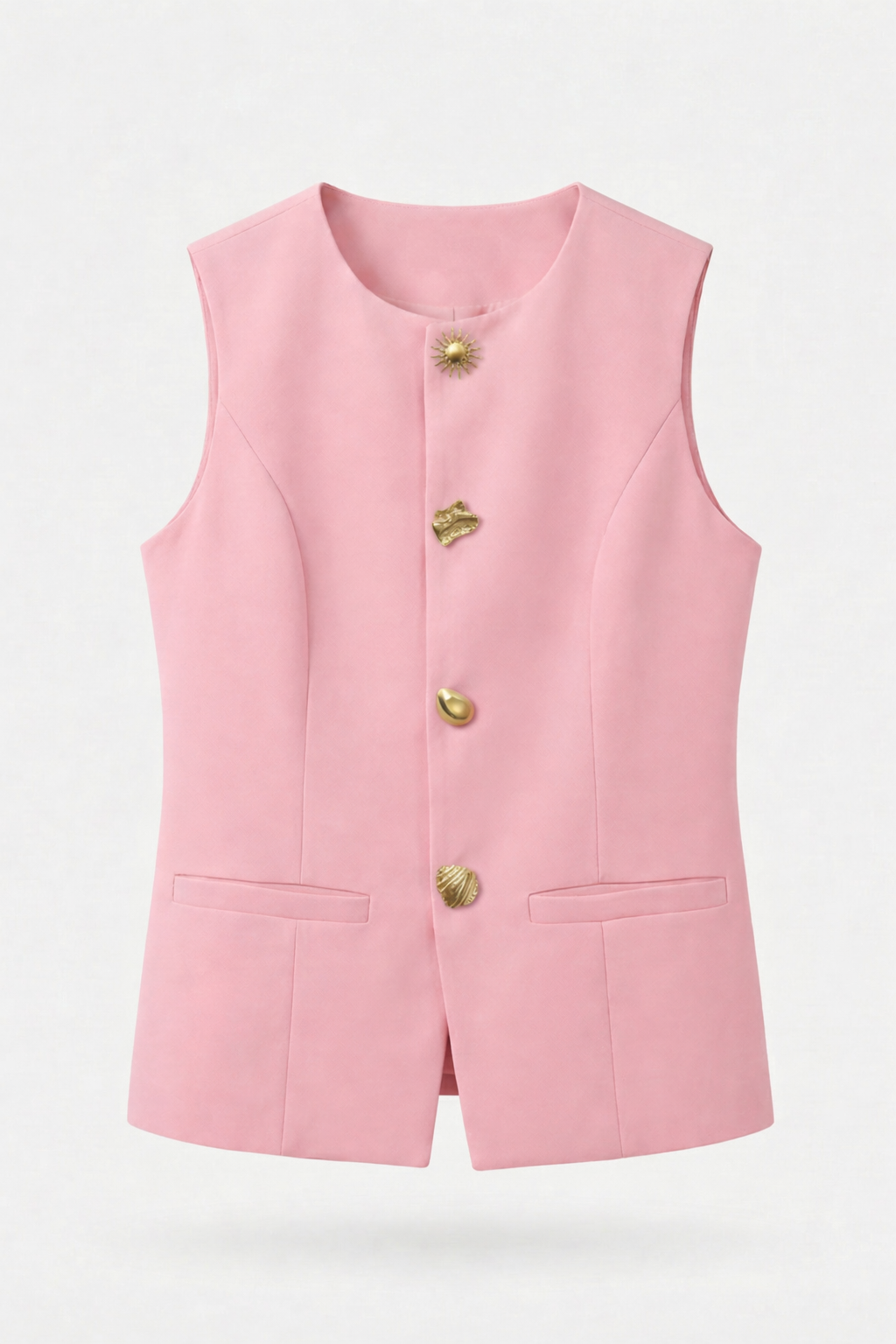 Fran pink waistcoat gold buttons