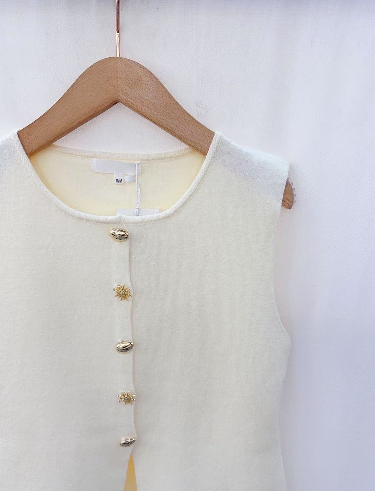Ada cream waistcoat sun gold buttons