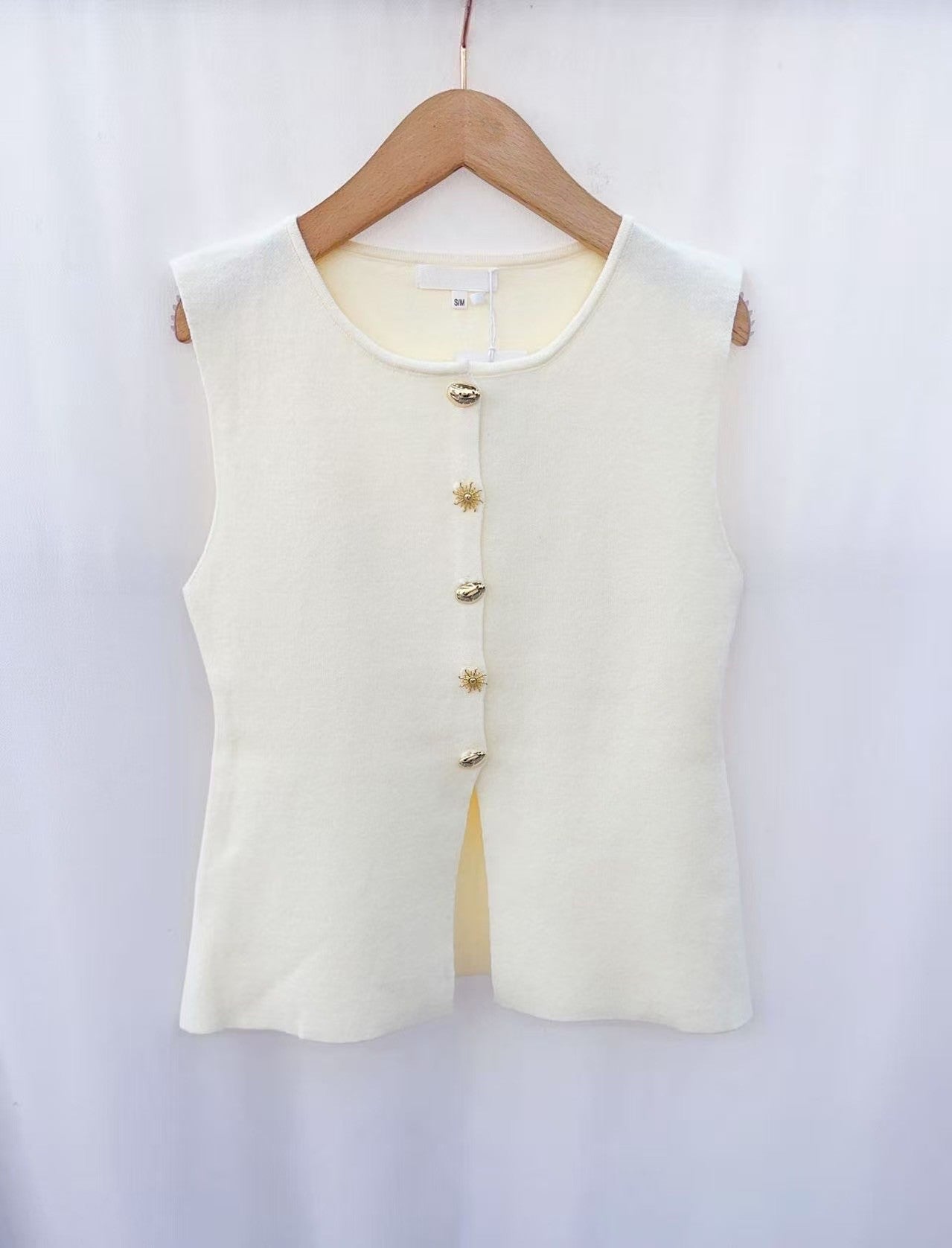Ada cream waistcoat sun gold buttons