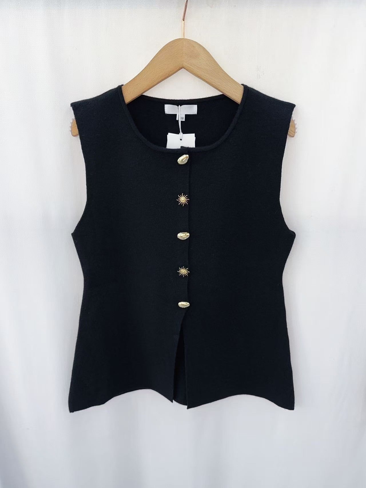Ada black waistcoat sun gold buttons