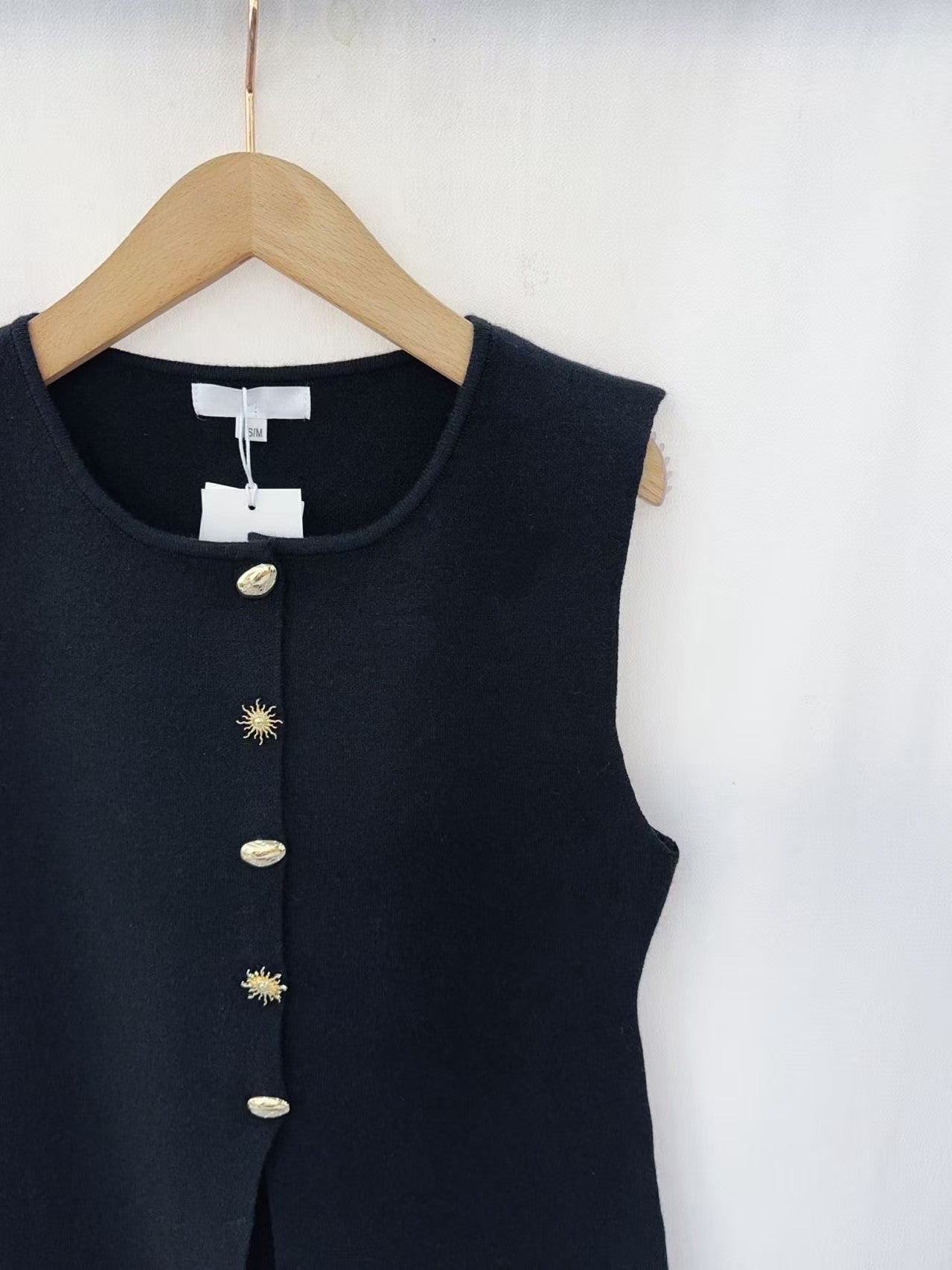 Ada black waistcoat sun gold buttons