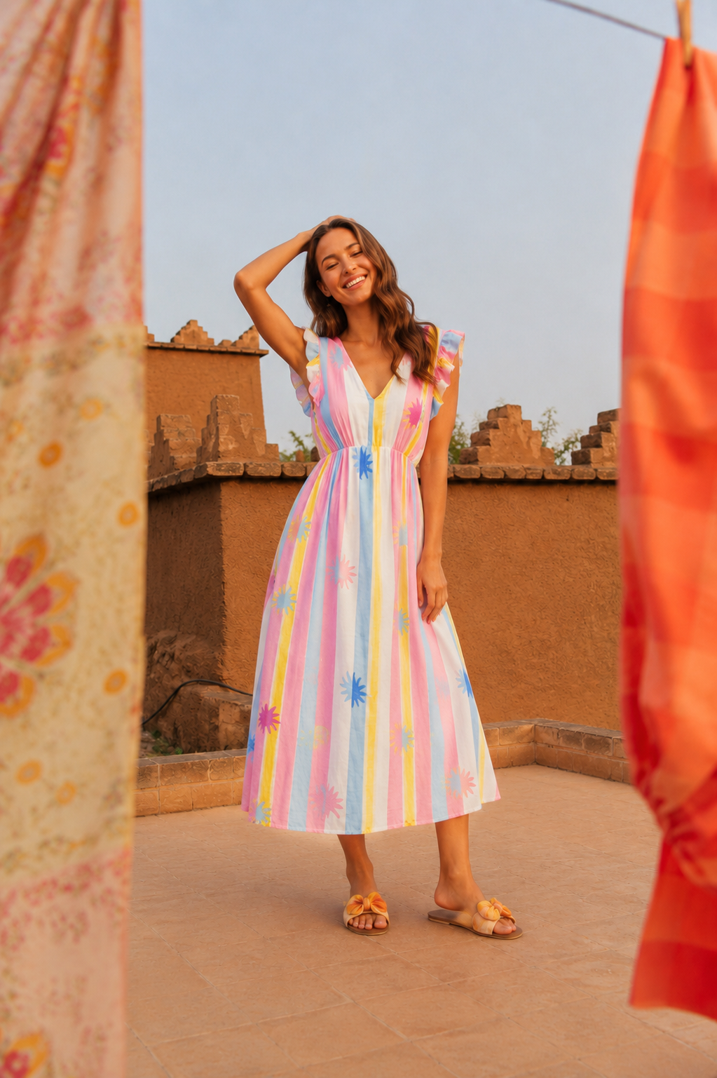 Alba pink and blue sun dress