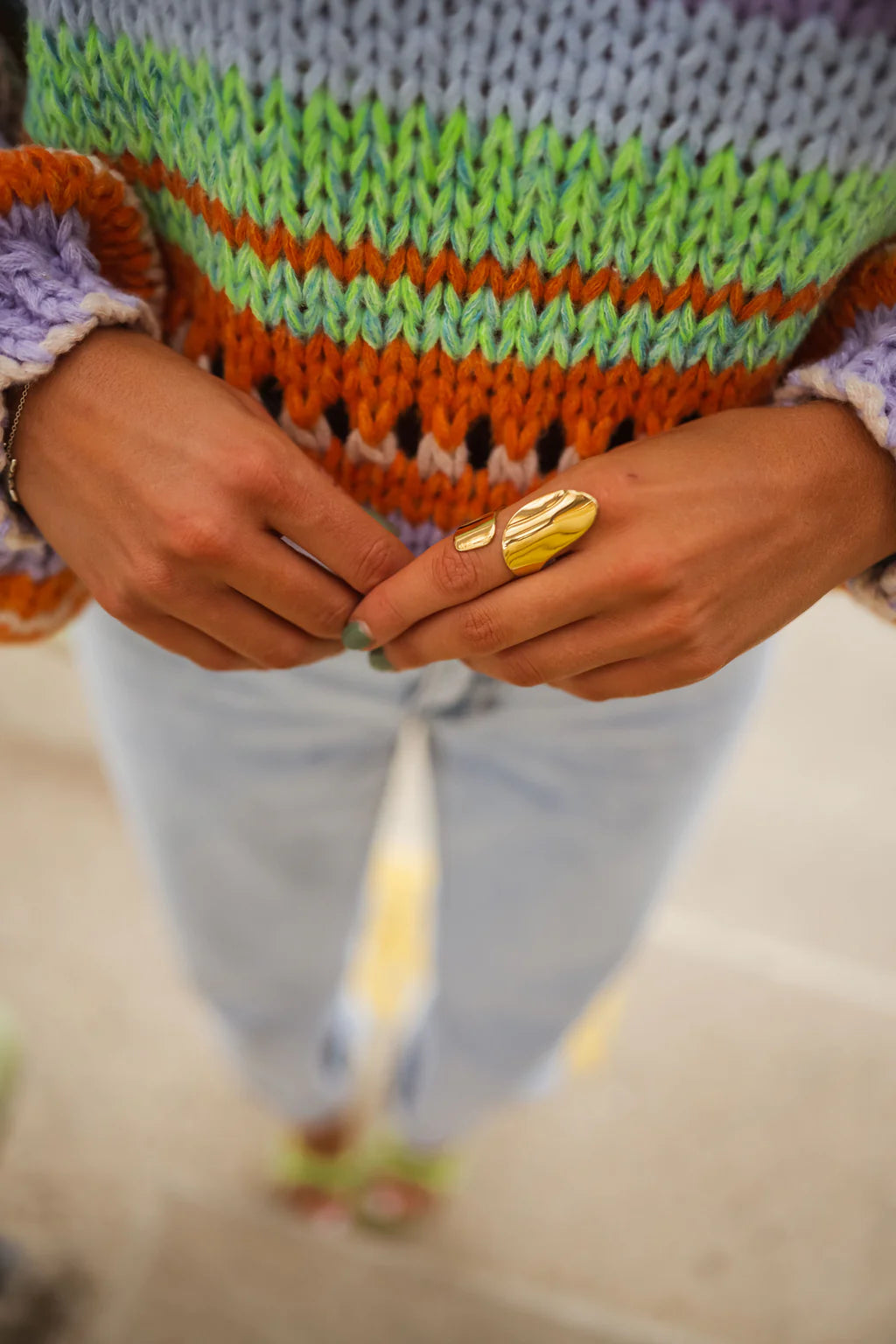 Maddie neon green and taupe jumper