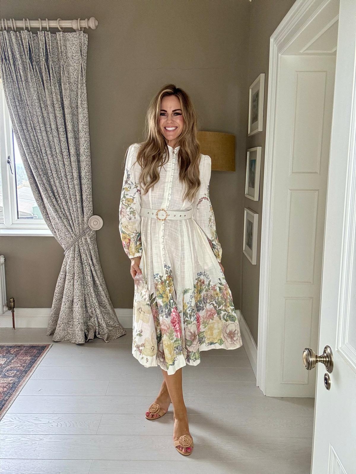 Sierra apricot floral buttoned dress
