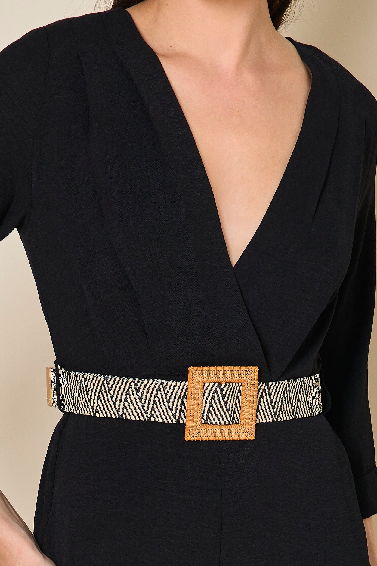 Clara black jumpsuit with belt