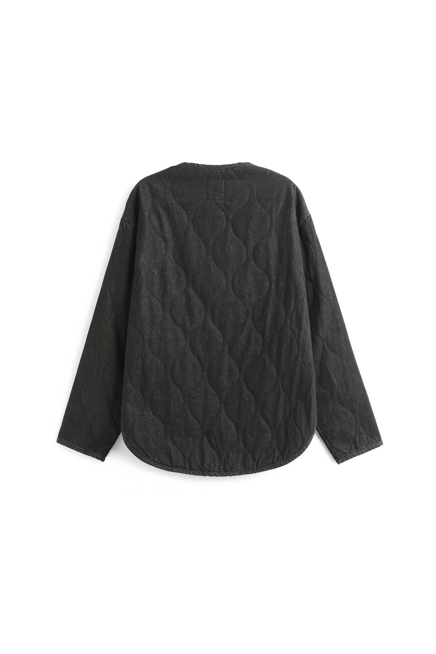 Tara black quilted denim shirt jacket