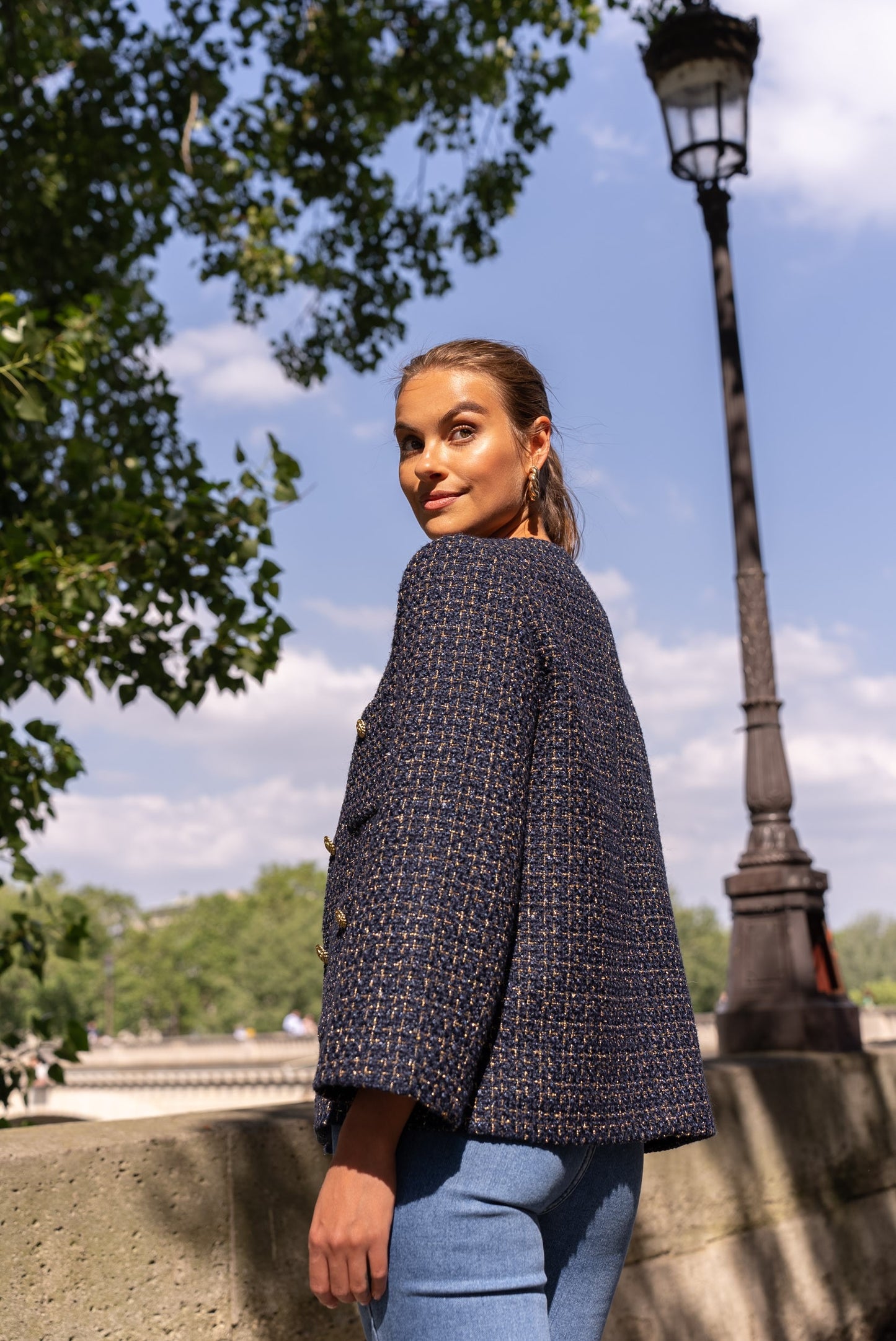 Sofia navy tweed boucle jacket