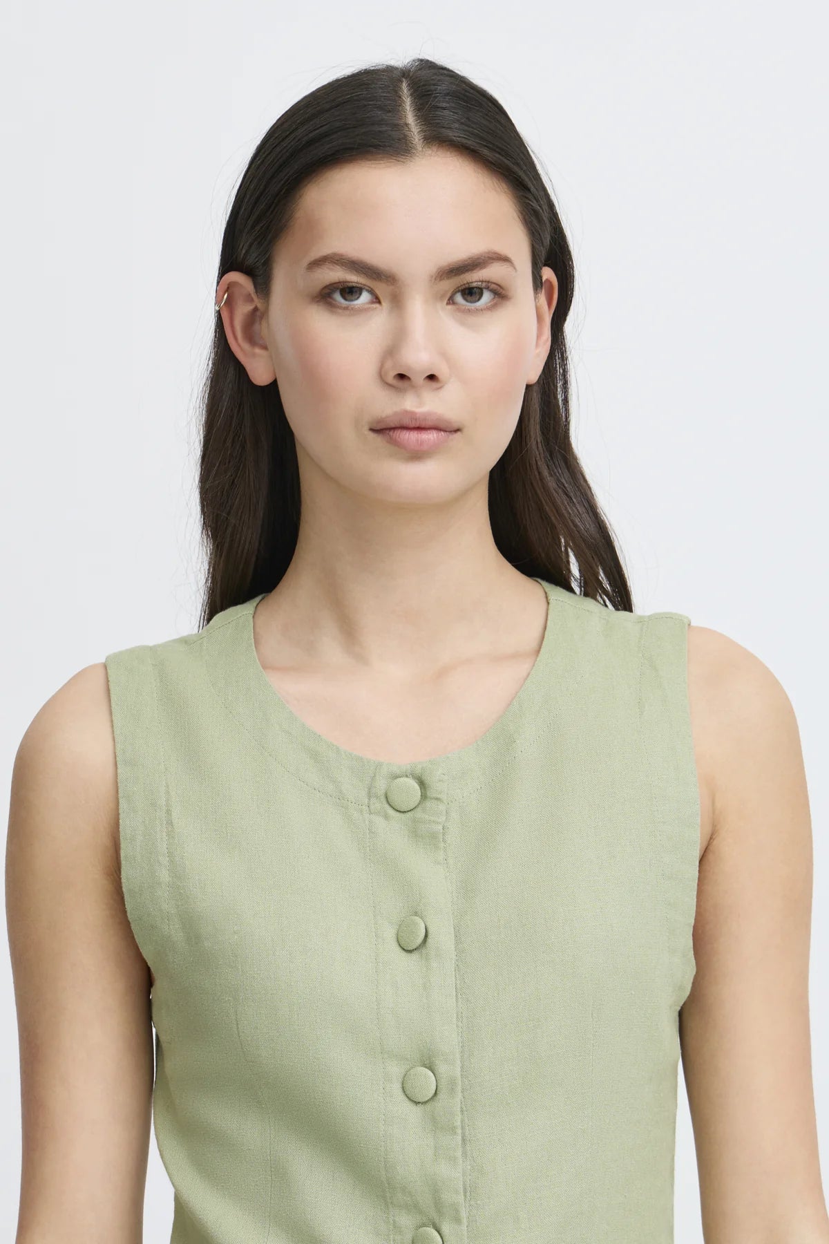 IHLINNO Linen Waistcoat - Green