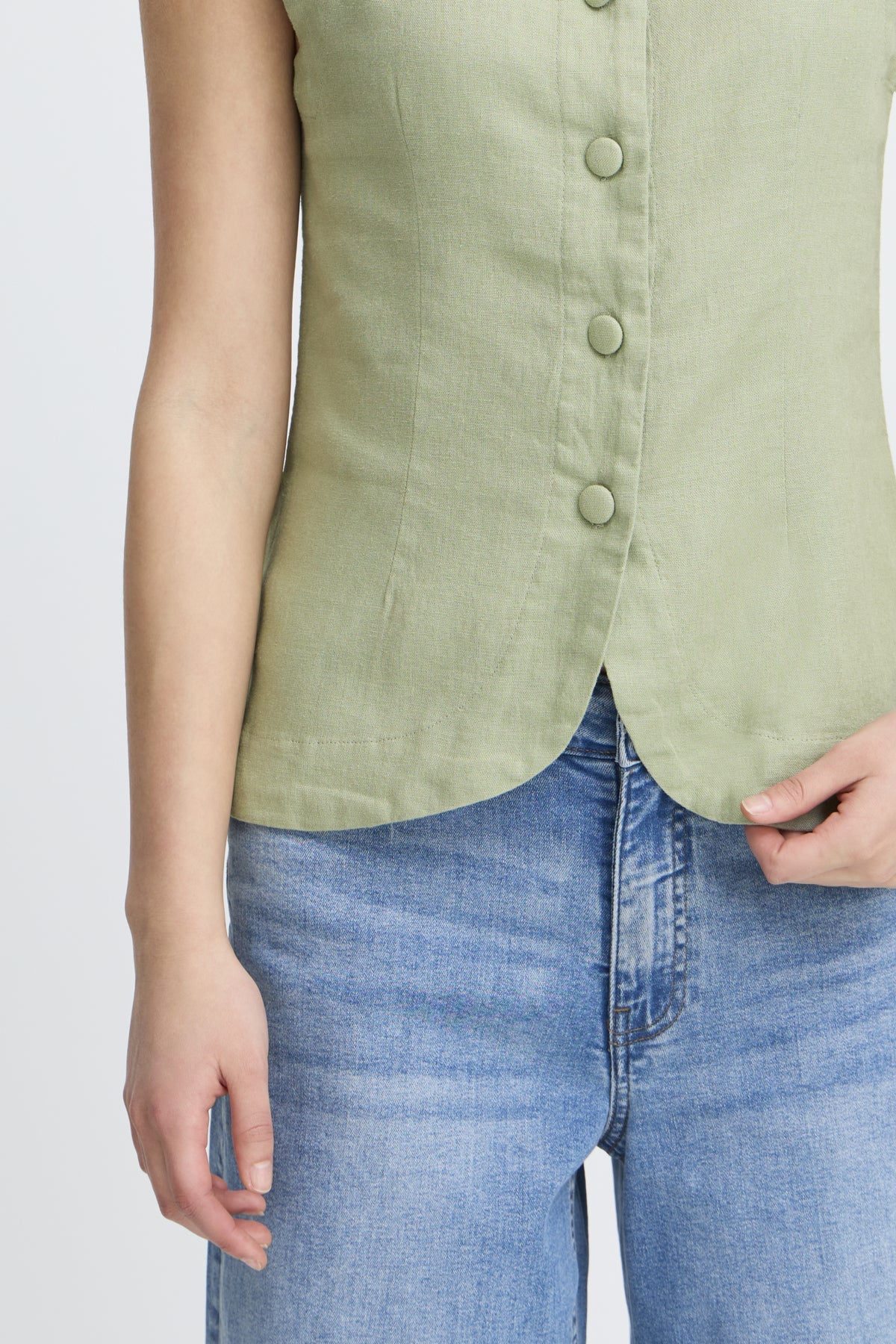 IHLINNO Linen Waistcoat - Green