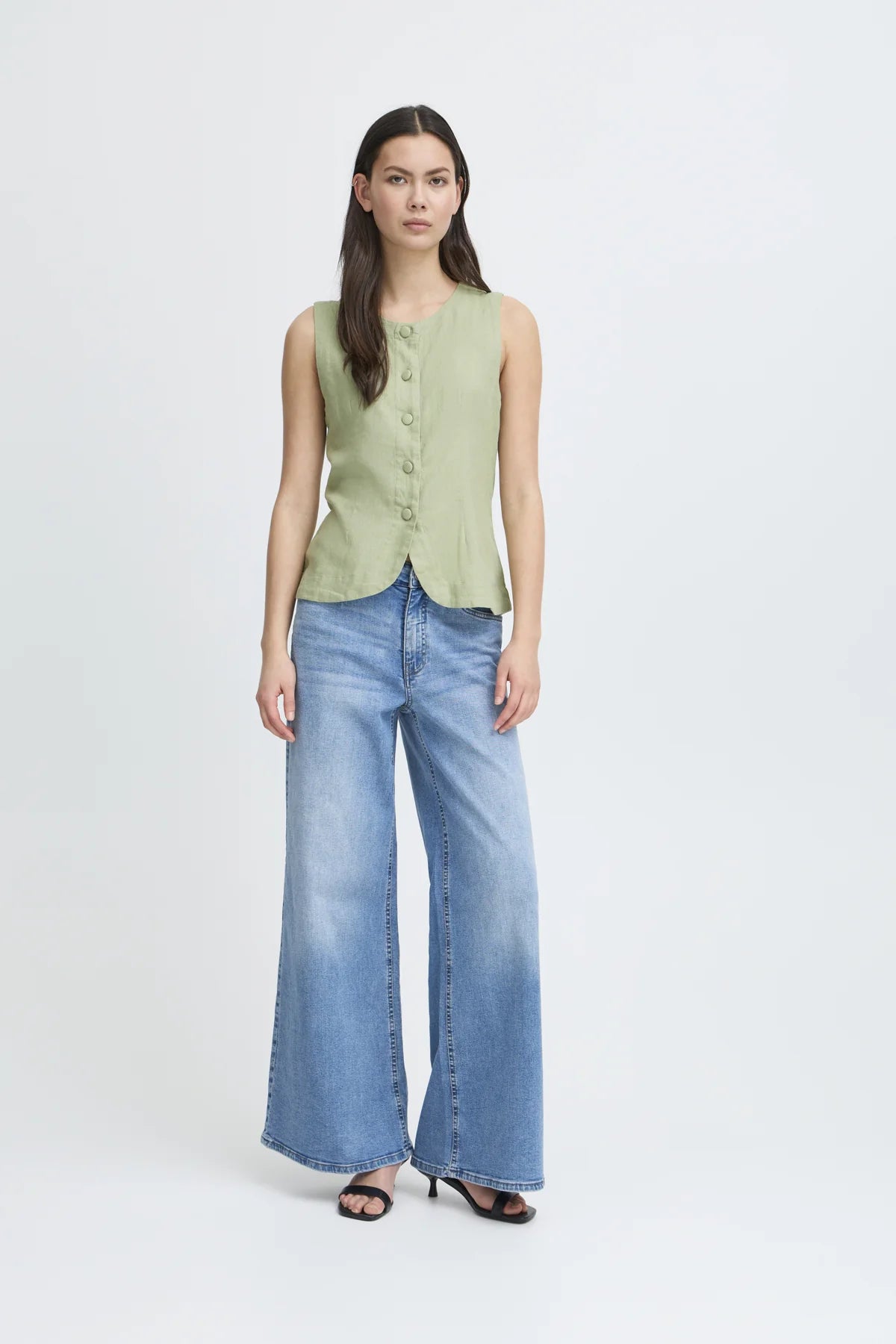 IHLINNO Linen Waistcoat - Green