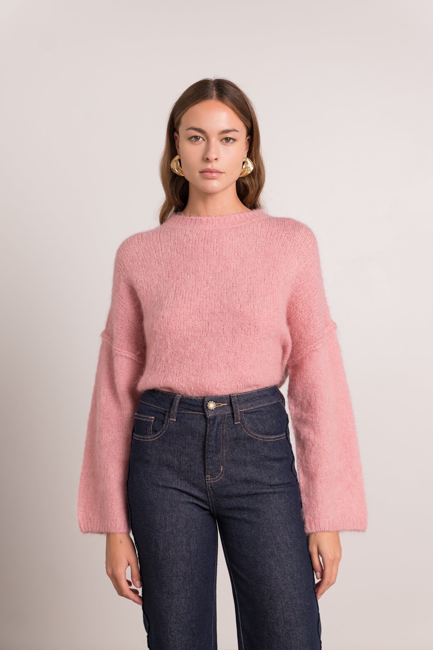 Freya pink fluffy slouchy jumper