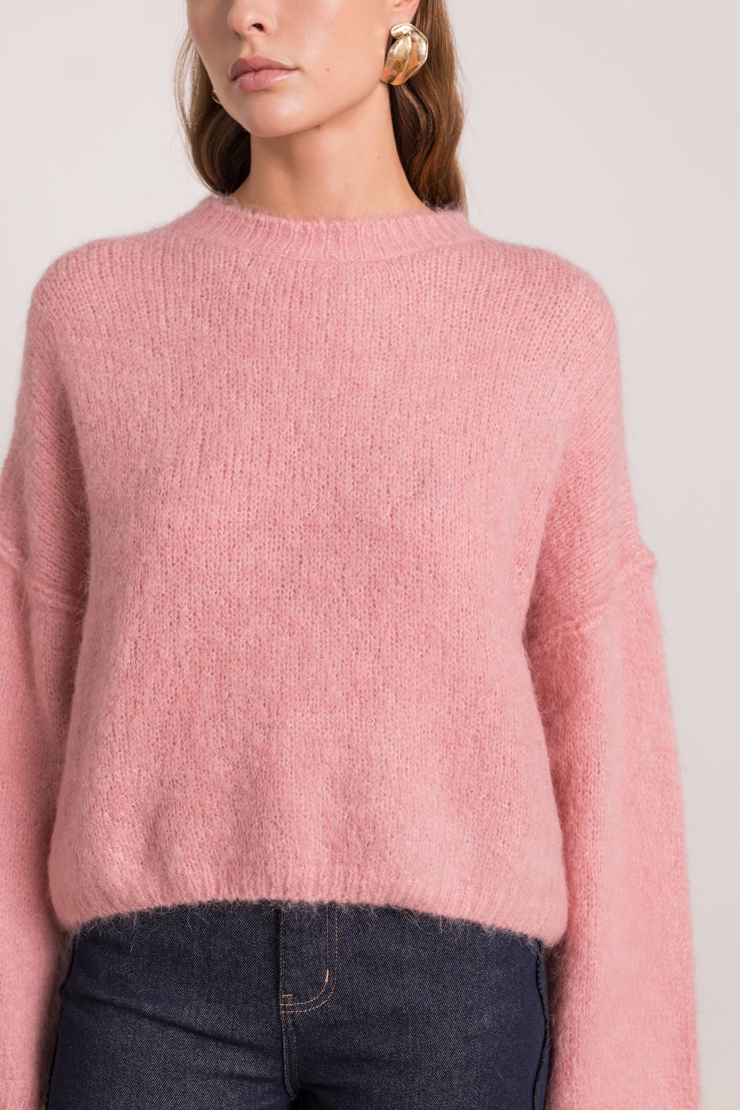 Freya pink fluffy slouchy jumper