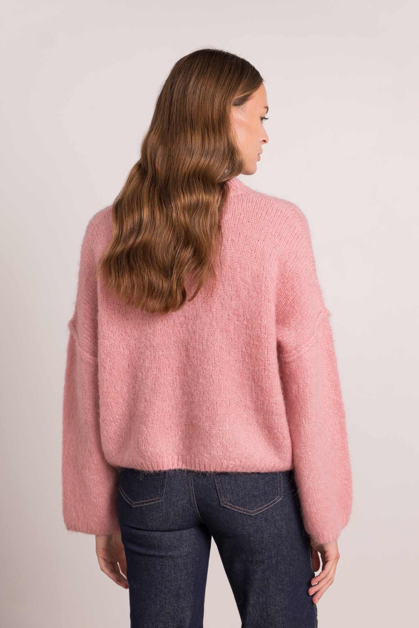 Freya pink fluffy slouchy jumper