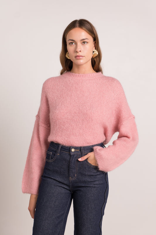 Freya pink fluffy slouchy jumper