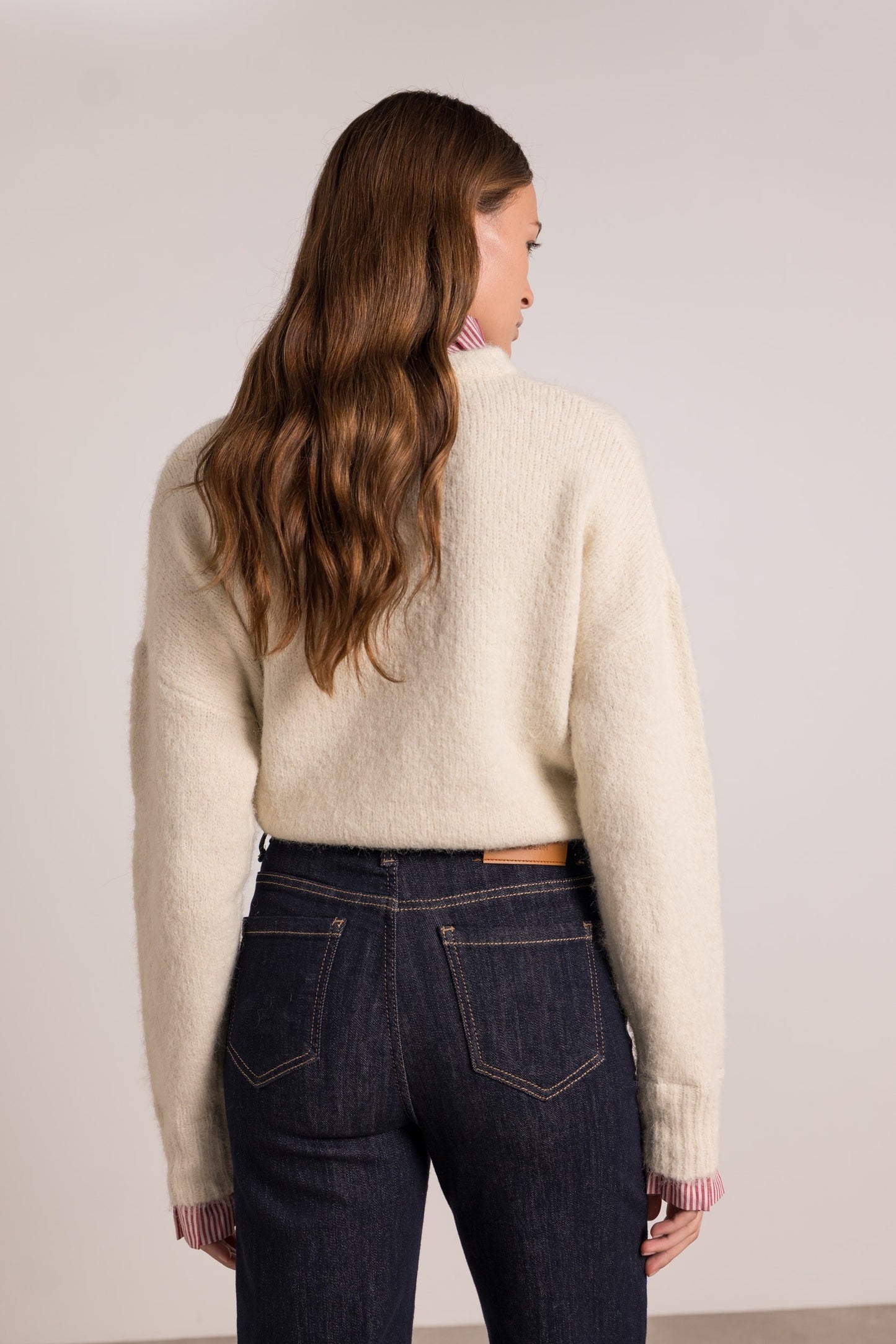 Maeve Ivory jumper with built in collar