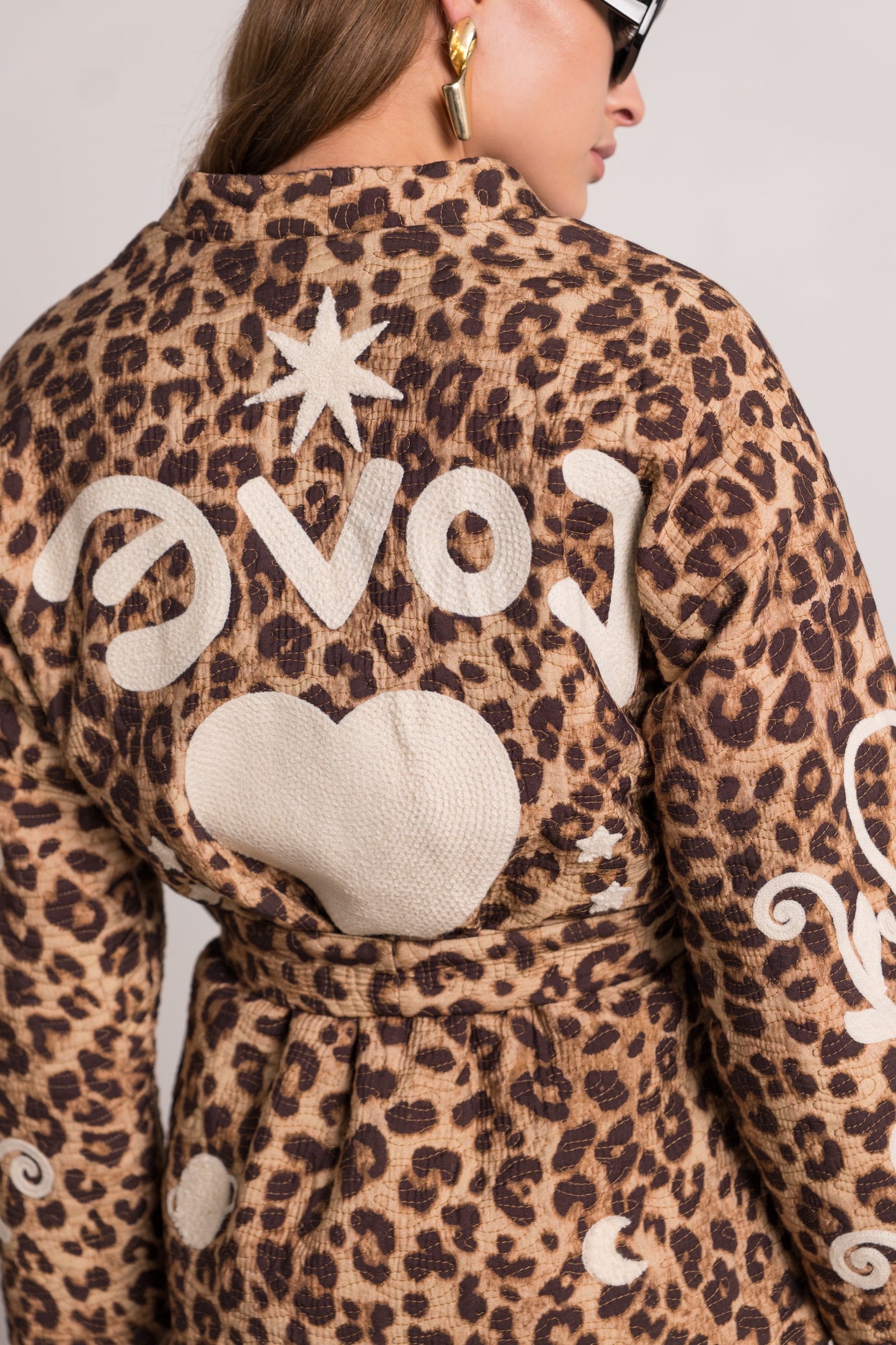 Riley leopard kimono jacket