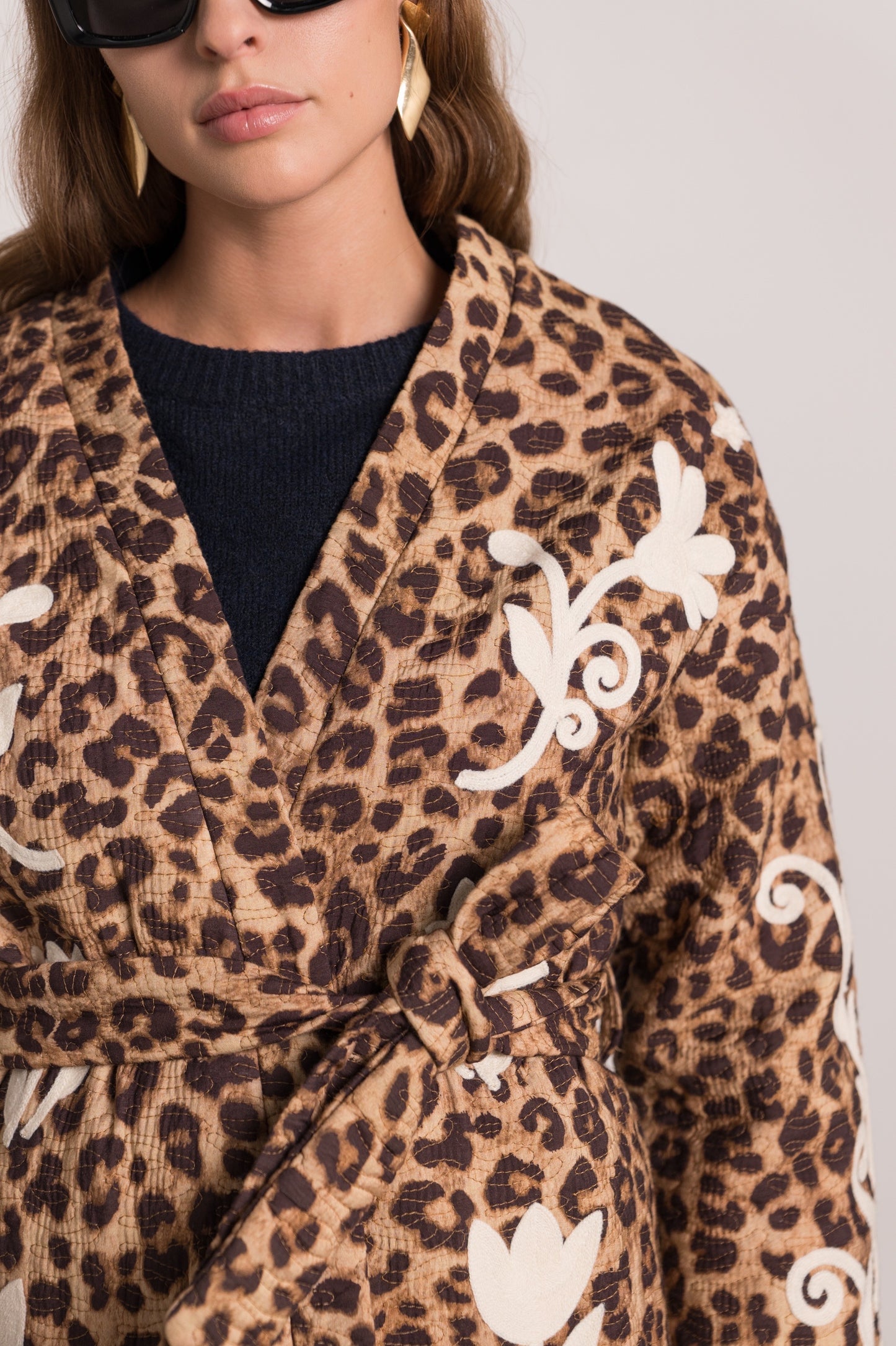 Riley leopard kimono jacket