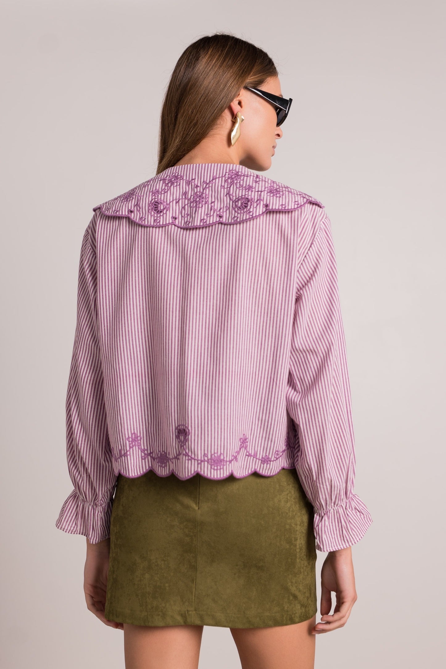 Maya purple stripe Peter Pan collar blouse