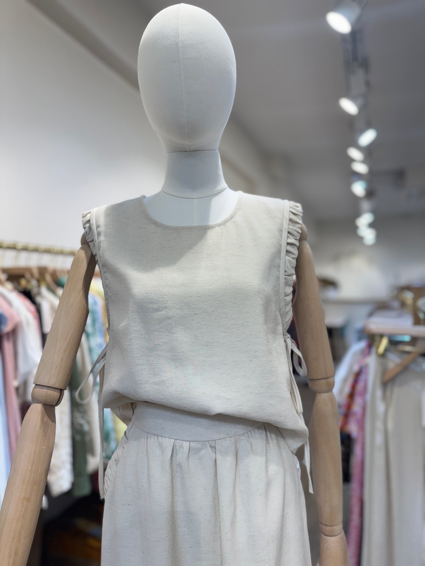 Moira linen top with side ties